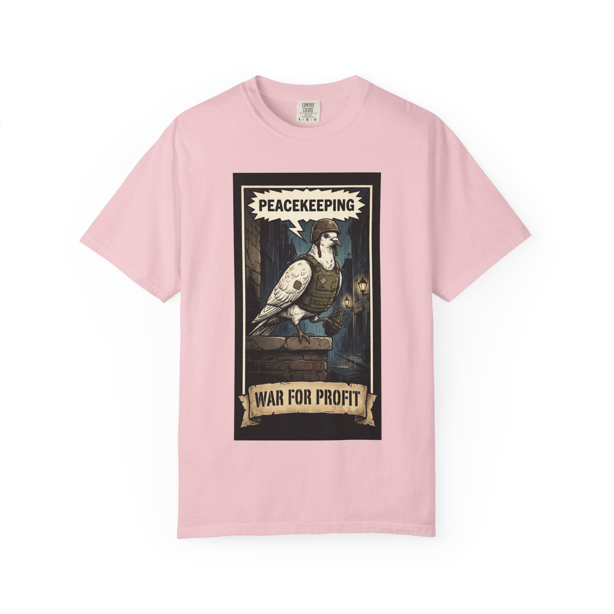 Peacekeeping War for Profit Shirt Anti War Political Satire Tee Vintage Dove Graphic Social Commentary Gift Retro Activist Apparel Blossom