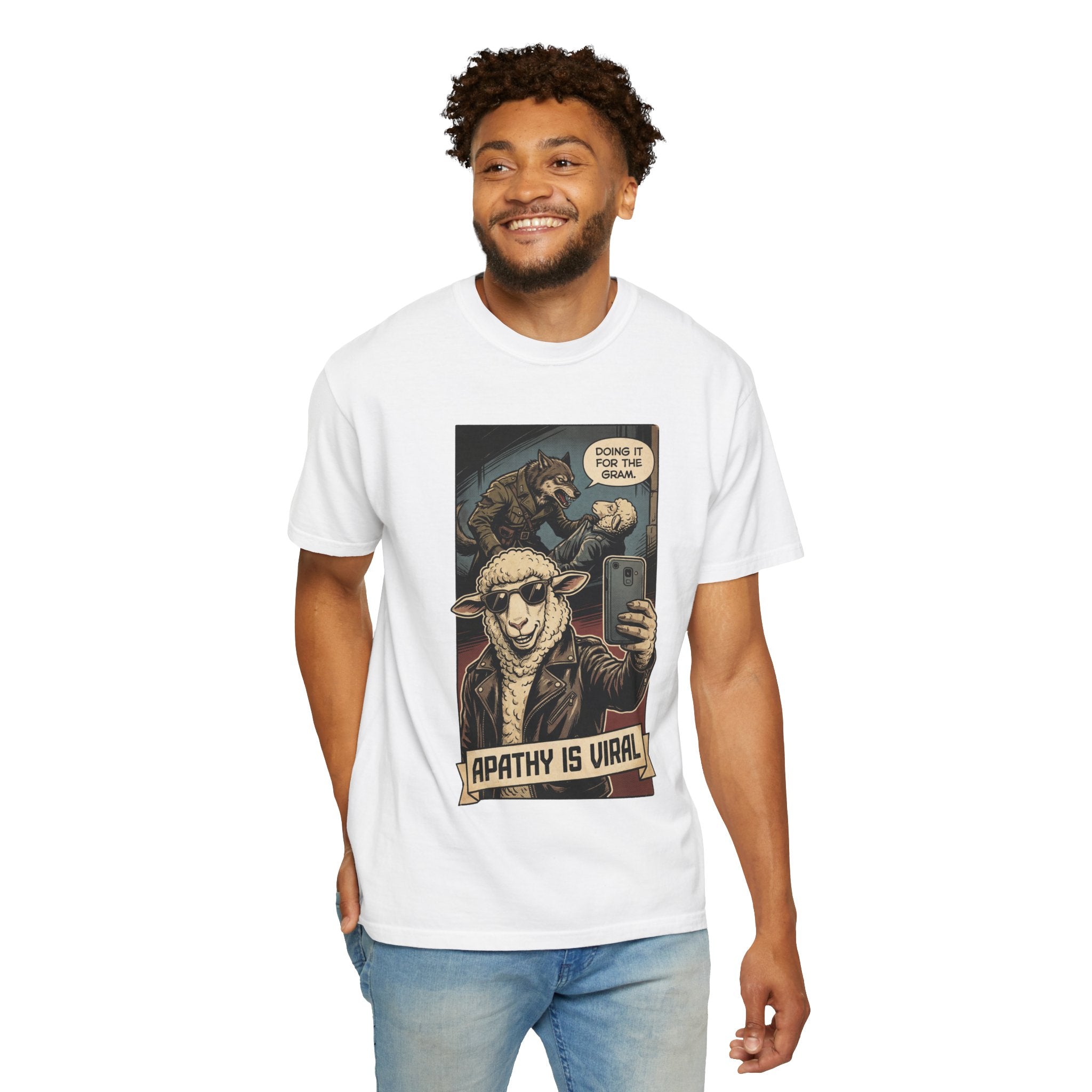 Apathy Is Viral Shirt Vintage Comic Graphic Tee Retro Satirical Humor Shirt Social Media Sarcasm Gift Streetwear Art