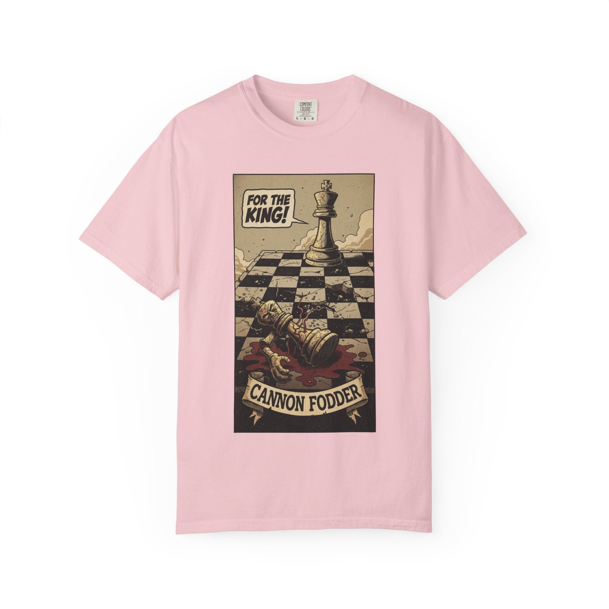 T-Shirt — "For the King! Cannon Fodder" Vintage Chess Graphic Tee Blossom