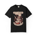 Kitty Kitchen Love T-Shirt | Vintage Cat Chef Whisking You Were Here Graphic Tee Black