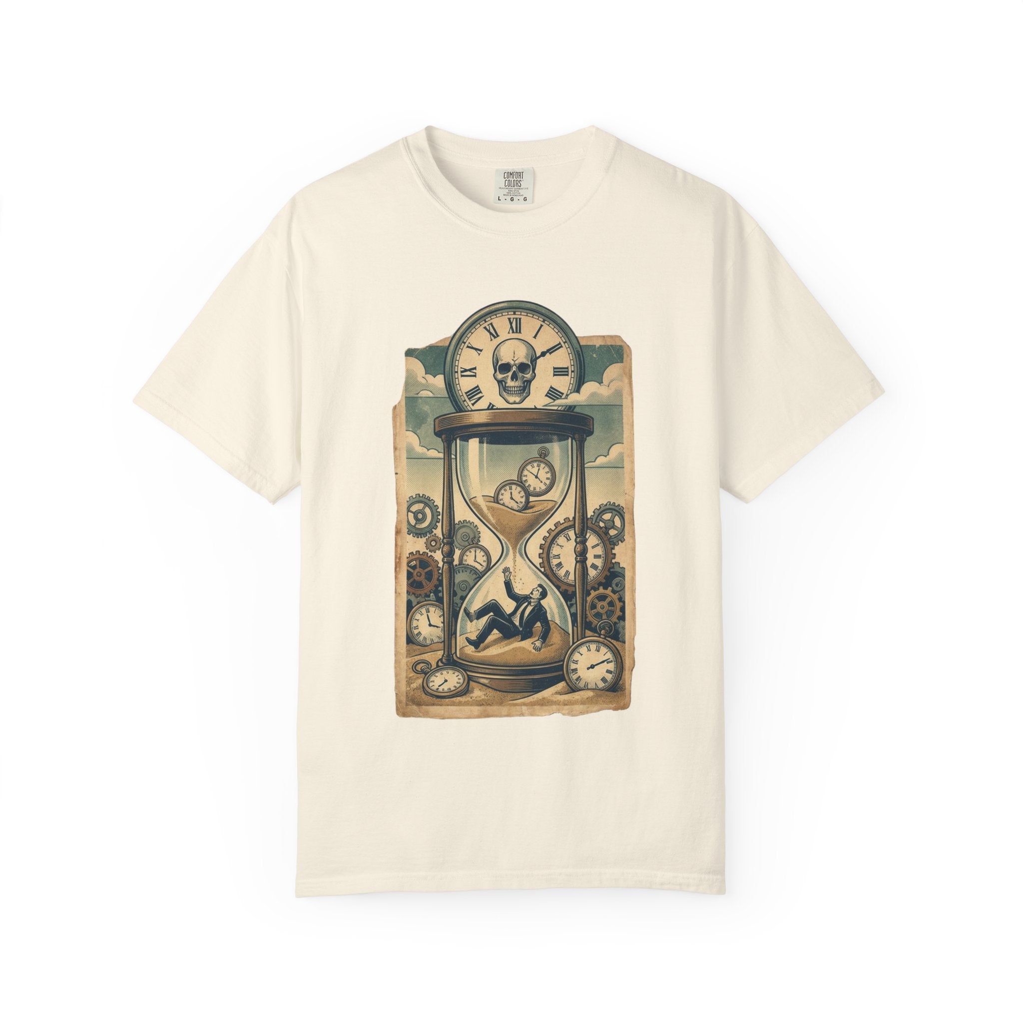 Vintage Dystopian Corporate Overload Shirt, All Seeing Eye Retro Graphic Tee, Dark Academia Burnout Apparel, Steampunk Gear T-Shirt, Gift for Office Workers, Philosophy Satire Unisex Top Ivory