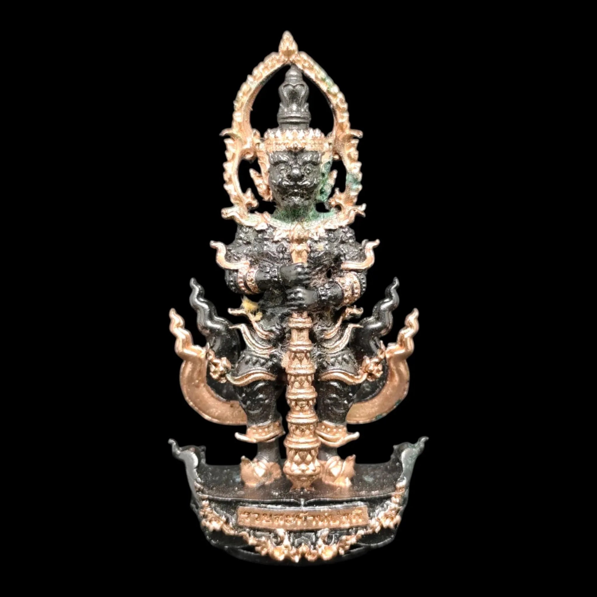 Manifest Wealth and Protection with Limited Edition Thao Wessuwan Amulet - Black Rhodium Gold-Plated by Luang Pu Mahasila Sirichanto, Only 50 Pieces Available Default Title