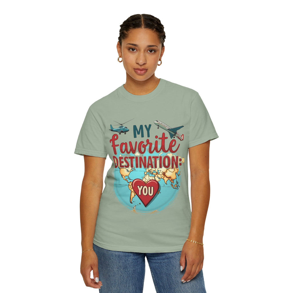 My Favorite Destination You Shirt, Travel Map Heart Plane T-Shirt, Cute Globe Airplane Tee, Couples Road Trip Gift, Anniversary Valentine