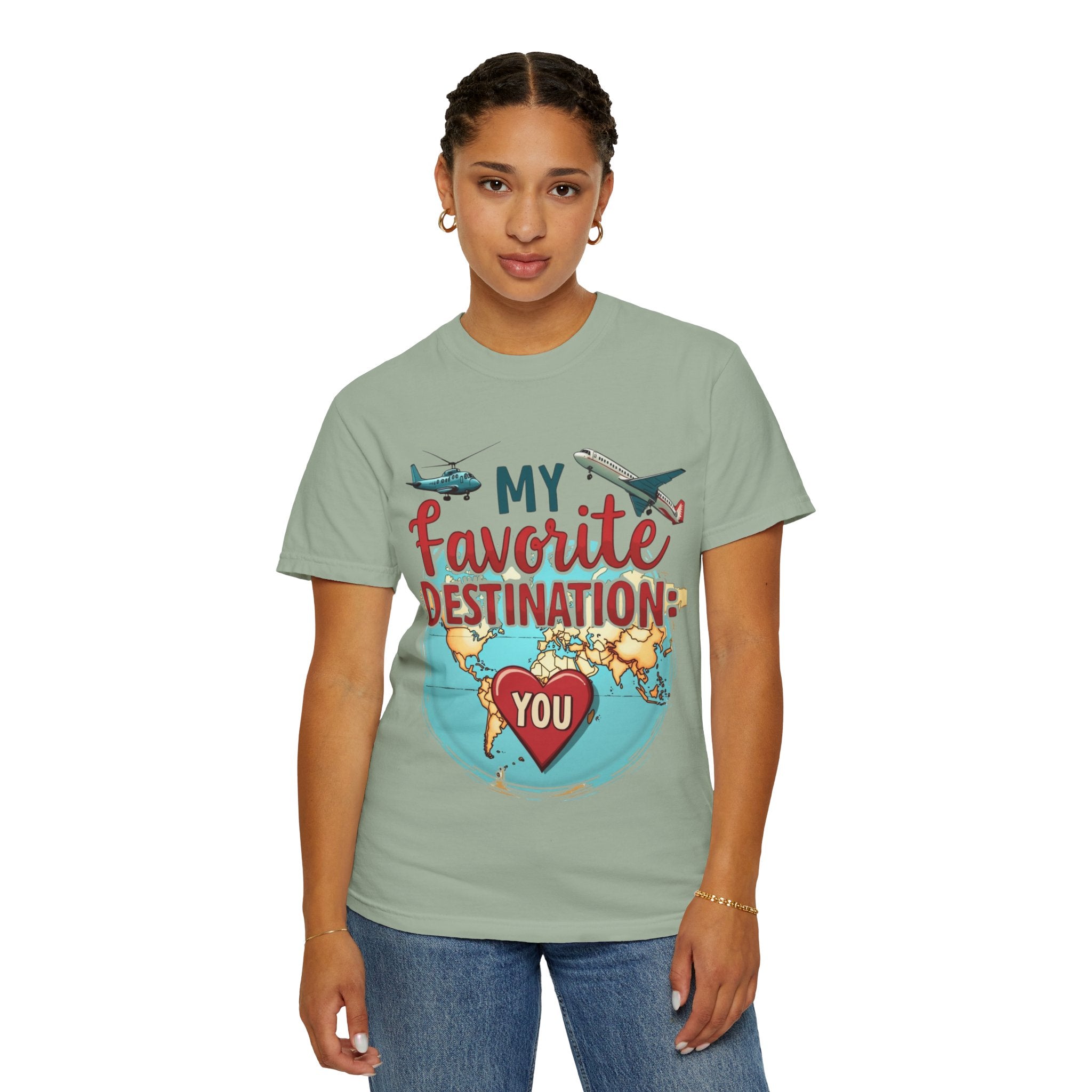 My Favorite Destination You Shirt, Travel Map Heart Plane T-Shirt, Cute Globe Airplane Tee, Couples Road Trip Gift, Anniversary Valentine