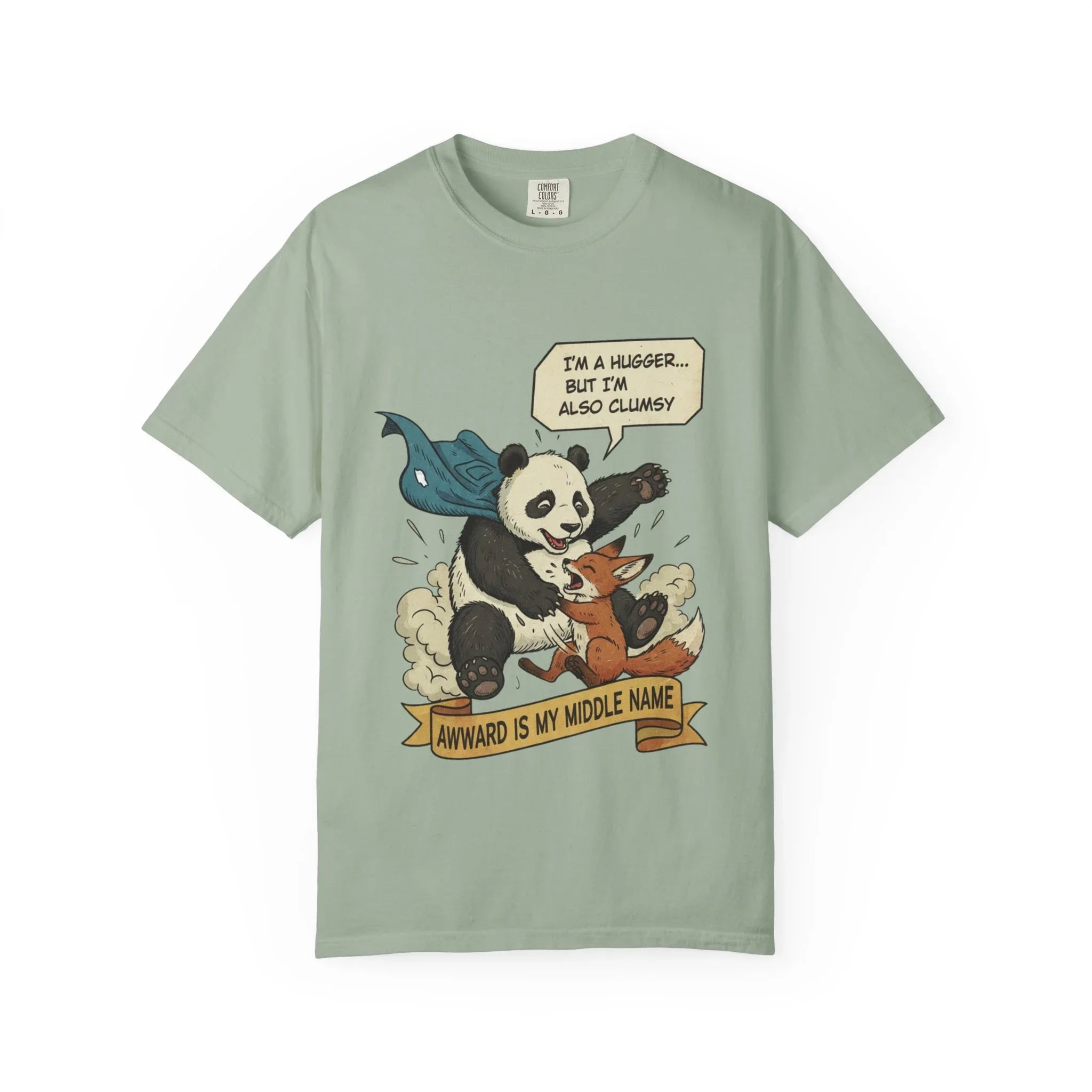 Funny Panda Shirt - Clumsy Fox Tee - Vintage Comic Style "Awward" Gift - Socially Awkward Friendship T-Shirt - Retro Cartoon Graphic Tee Bay