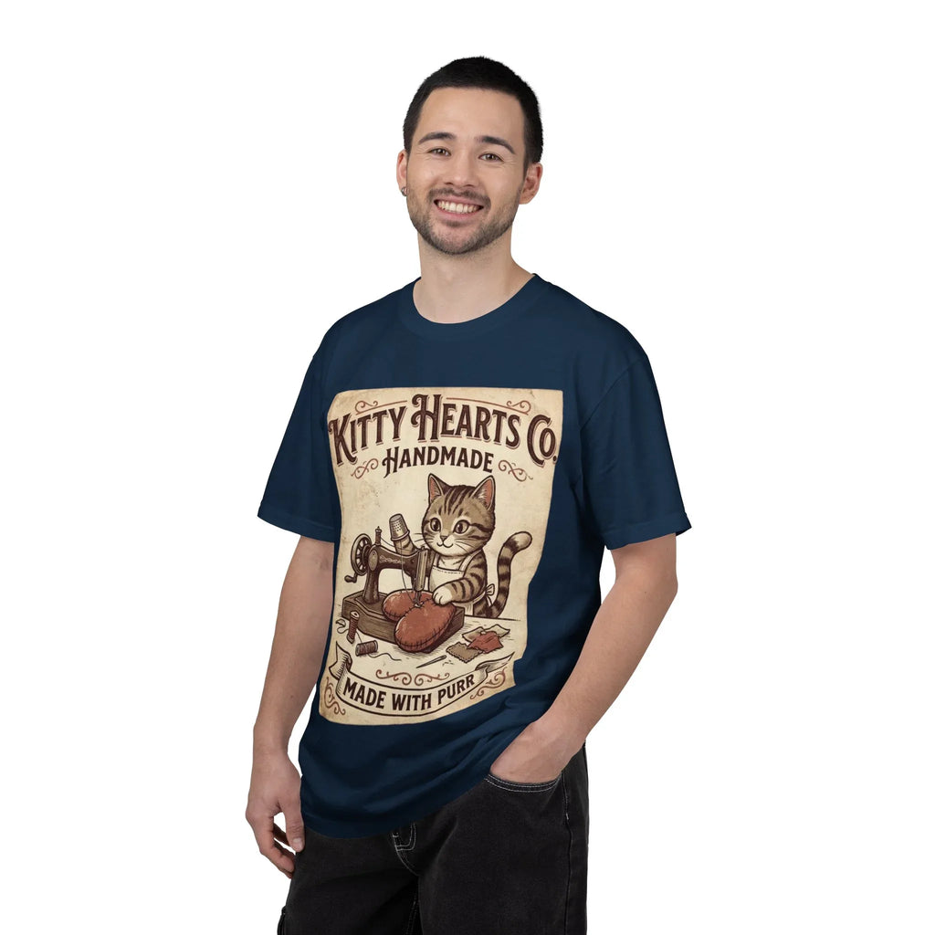 Kitty Hearts Co T-Shirt | Vintage Handmade Cat Sewing Made With Purr Graphic Tee