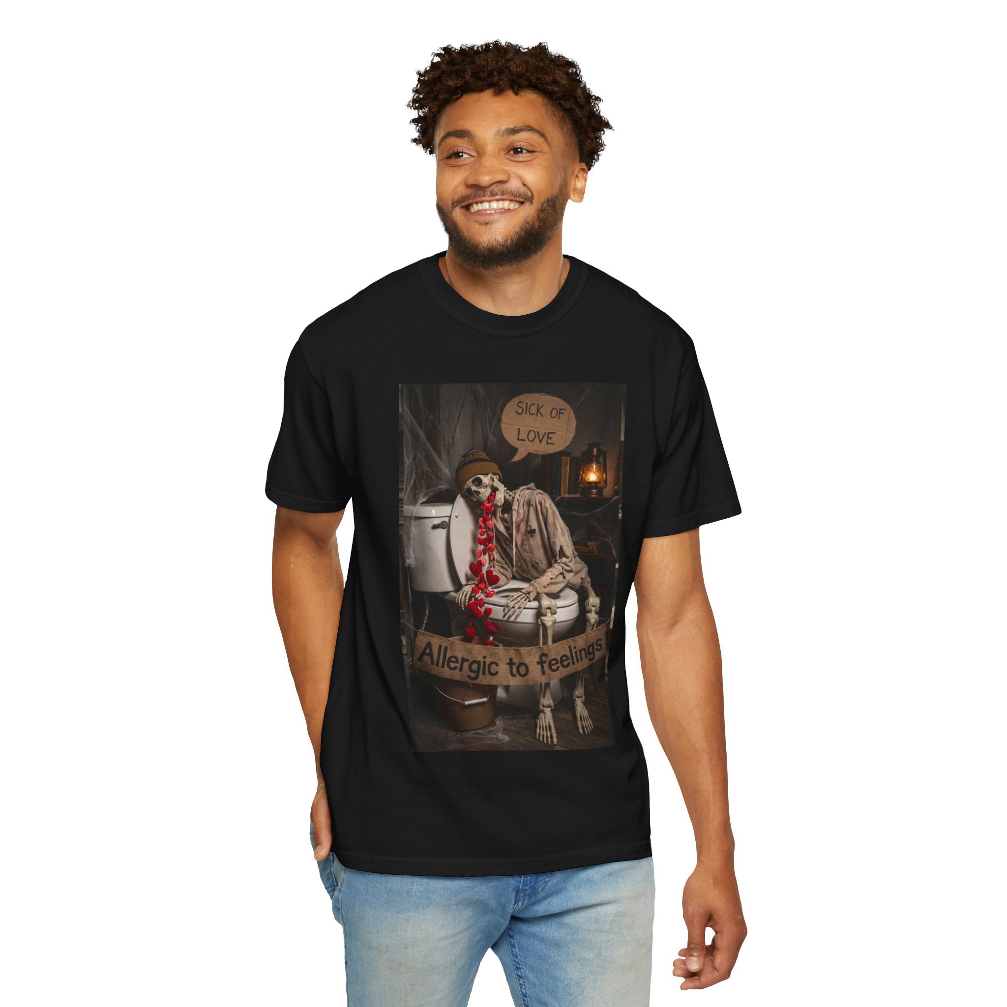 🤮 Sick of Love – Vintage Skeleton Heartbreak Satire & Grunge Streetwear Vintage Skeleton Graphic Tee - Sick of Love Dark Humor Streetwear