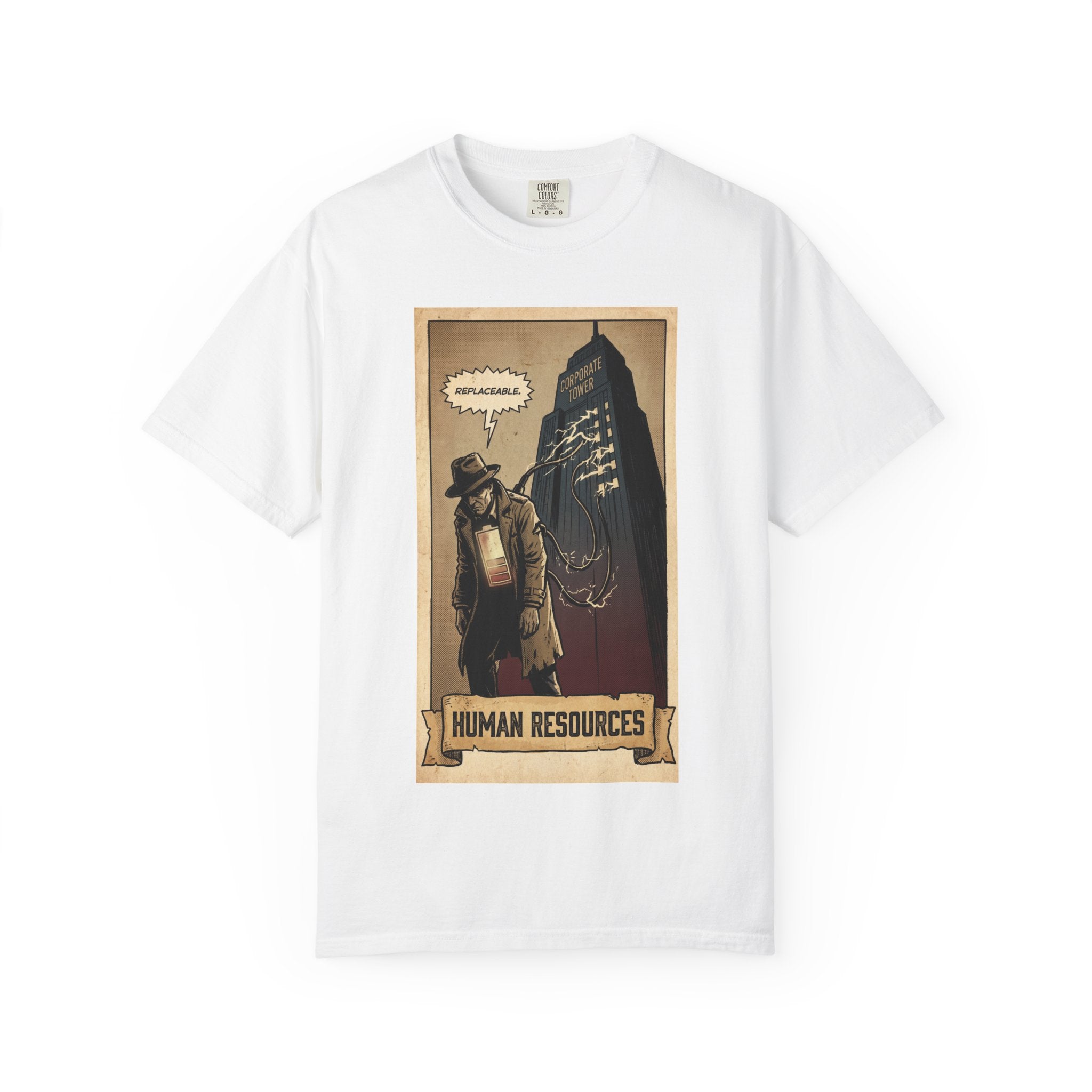 Human Resources Shirt - Funny Corporate Burnout Vintage Comic Tee - Sarcastic Office Life Gift for Coworkers - Retro Graphic Streetwear" White