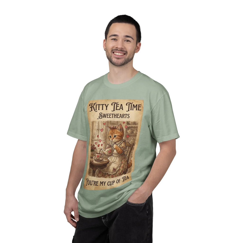 Kitty Tea Time T-Shirt | Vintage Cat Youre My Cup of Tea Graphic Tee | Retro Cozy Cat Lover Gift Shirt