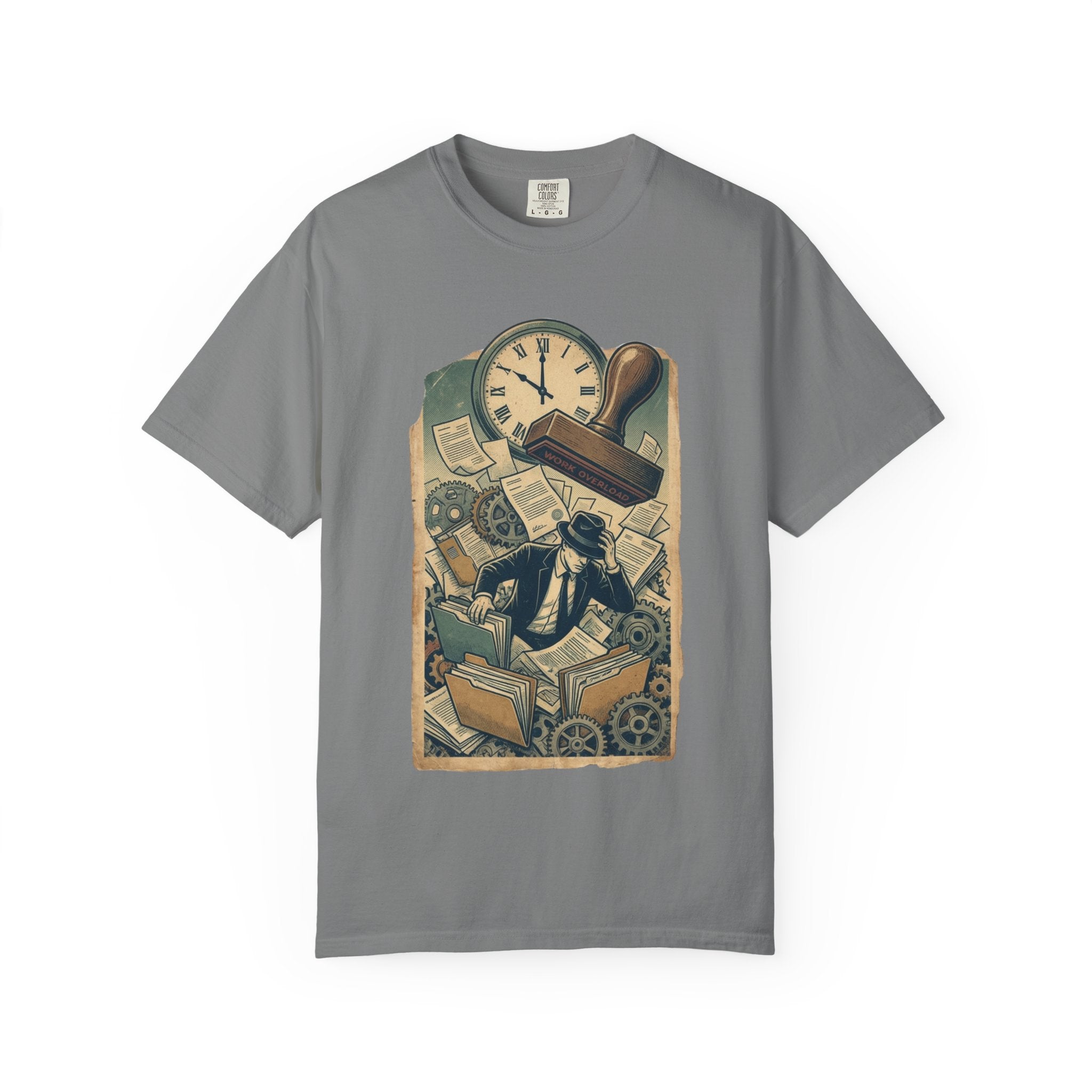 Vintage Dystopian Shirt, All Seeing Eye Surreal Art Tee, Corporate Overload Graphic, Dark Academia Aesthetic, Gift for Philosophy Lovers, Oversized Unisex Sarcastic T-Shirt Grey