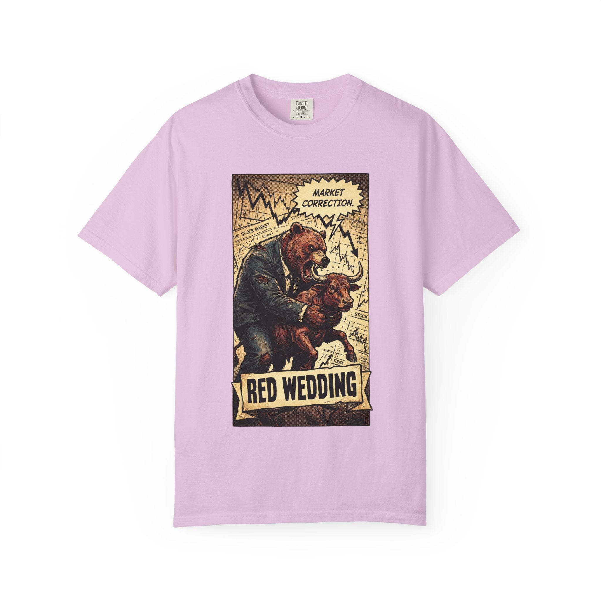 Market Correction Red Wedding Shirt, Bear vs Bull Stock Market Tee, Funny Trader Investor Gift, Vintage Finance Graphic Streetwear Orchid
