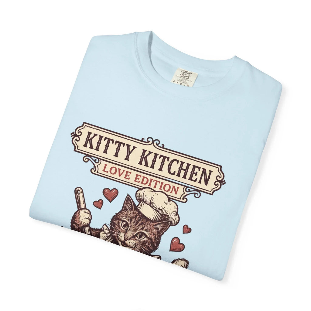 Kitty Kitchen Love T-Shirt | Vintage Cat Chef Whisking You Were Here Graphic Tee