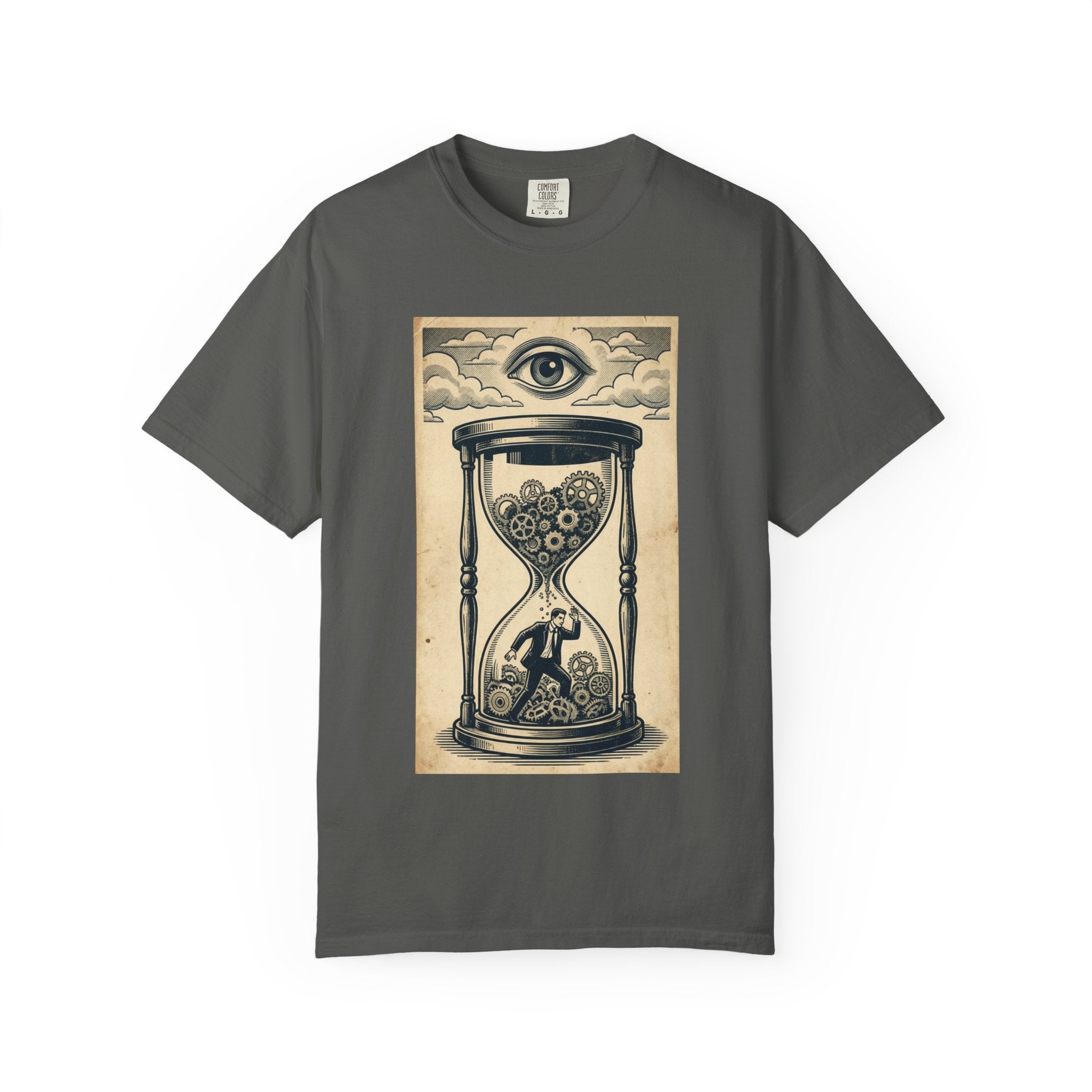Vintage Dystopian Surrealism Shirt, All Seeing Eye Retro Graphic Tee, Dark Academia Clothing, Steampunk Gear T-Shirt, Gift for Philosophy Lovers, Oversized Unisex Corporate Satire Apparel Pepper