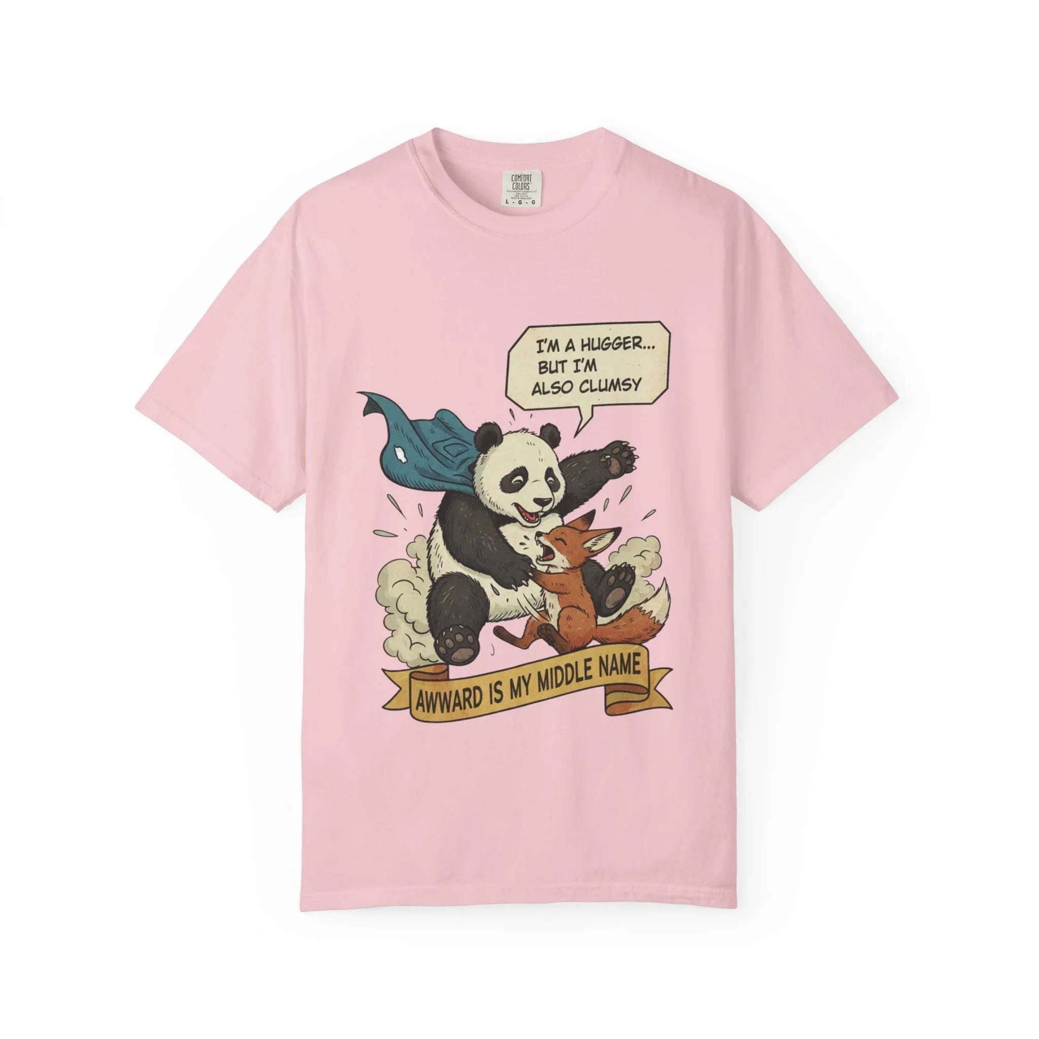 Funny Panda Shirt - Clumsy Fox Tee - Vintage Comic Style "Awward" Gift - Socially Awkward Friendship T-Shirt - Retro Cartoon Graphic Tee Blossom