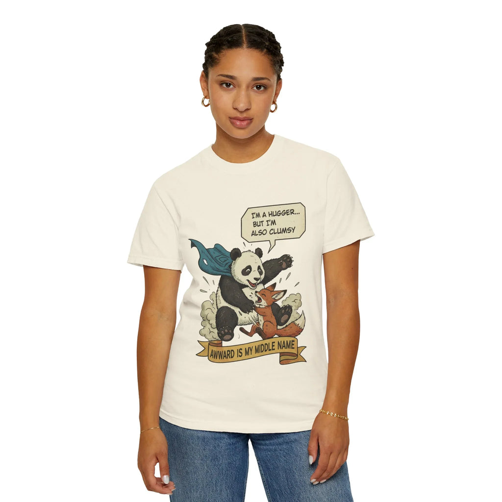 Funny Panda Shirt - Clumsy Fox Tee - Vintage Comic Style "Awward" Gift - Socially Awkward Friendship T-Shirt - Retro Cartoon Graphic Tee