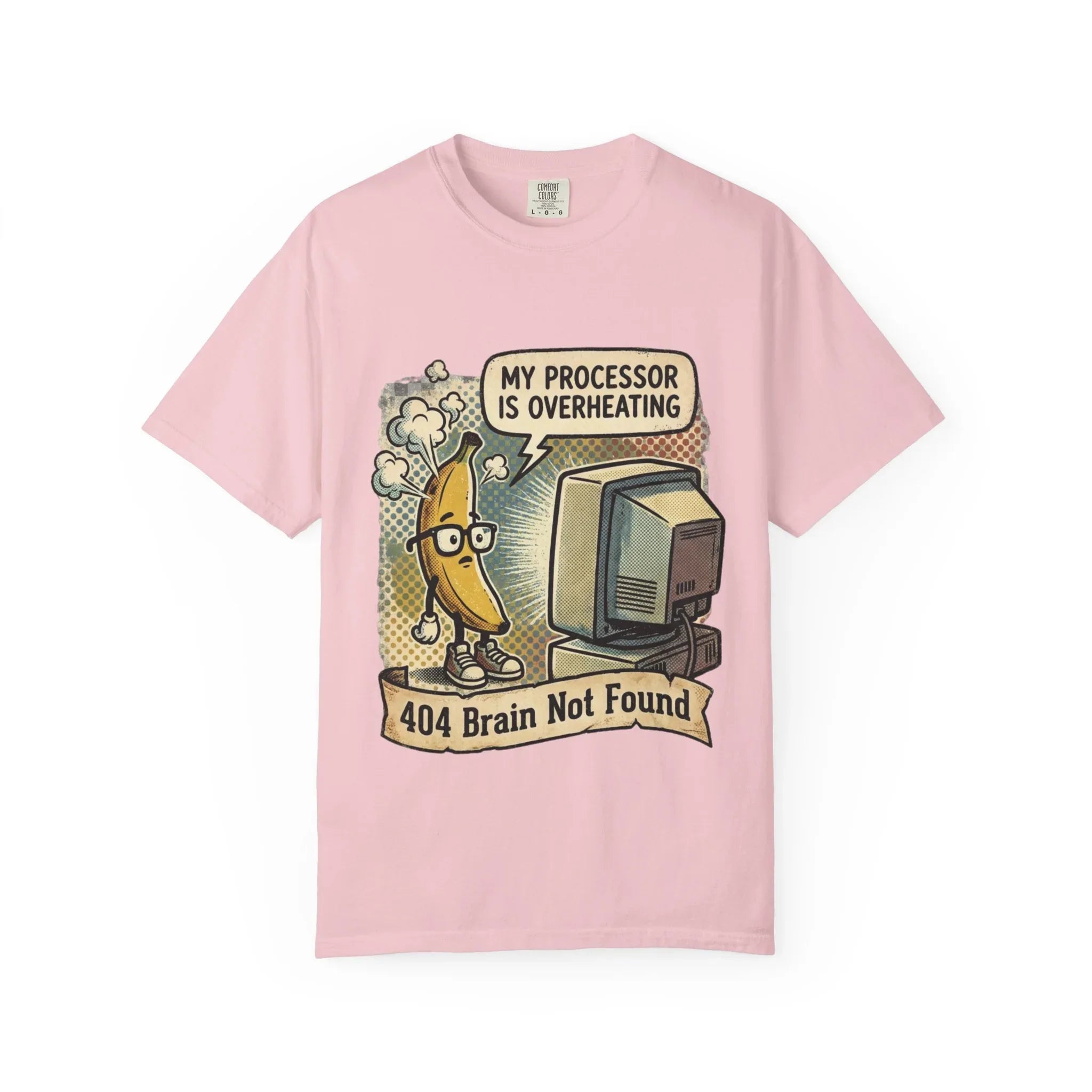 Funny Banana Overheating Shirt 404 Brain Not Found Tee IT Professional Gift Sarcastic Programmer Shirt Tech Burnout Retro Comic Graphic Blossom