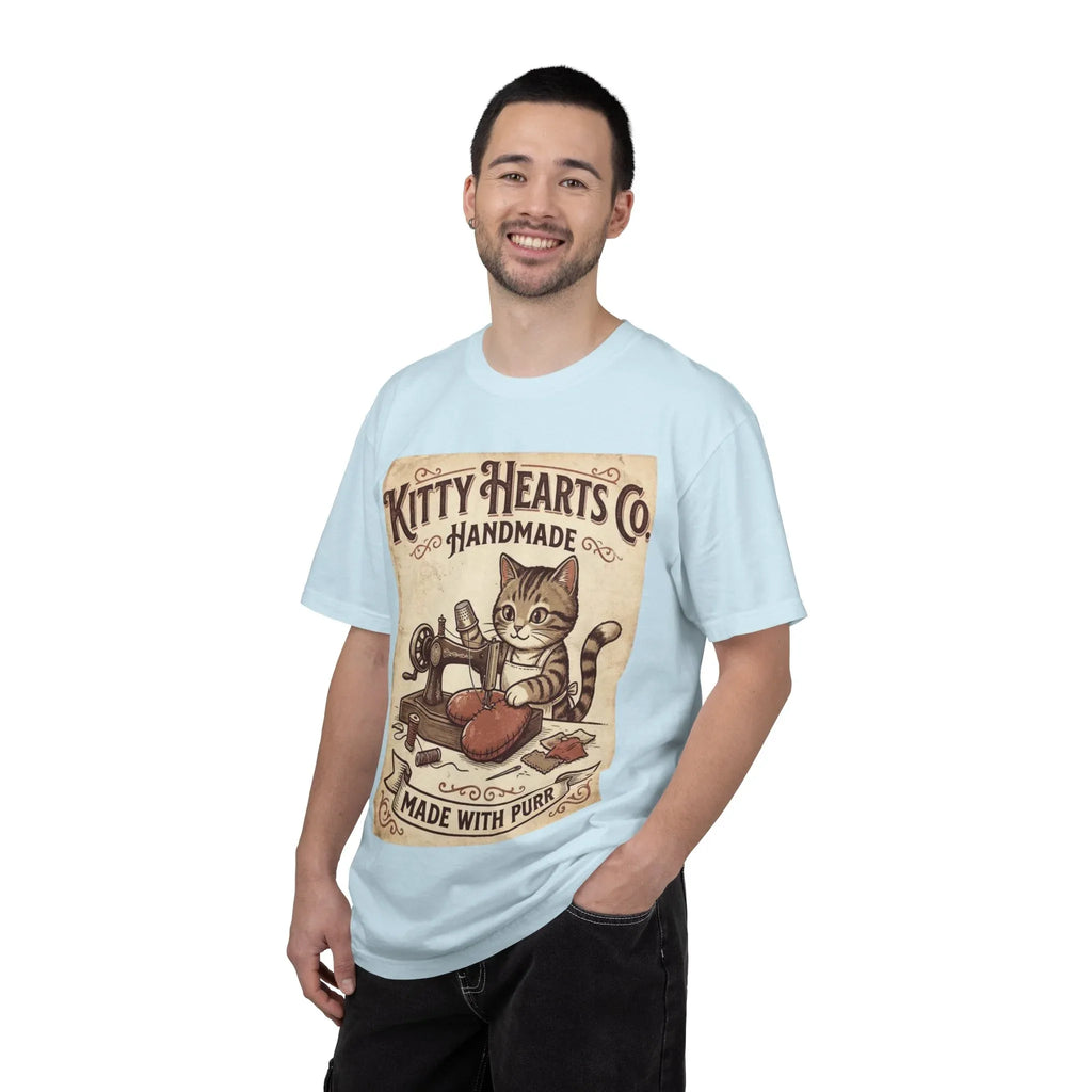Kitty Hearts Co T-Shirt | Vintage Handmade Cat Sewing Made With Purr Graphic Tee