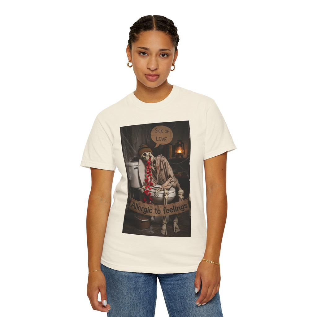 🤮 Sick of Love – Vintage Skeleton Heartbreak Satire & Grunge Streetwear Vintage Skeleton Graphic Tee - Sick of Love Dark Humor Streetwear