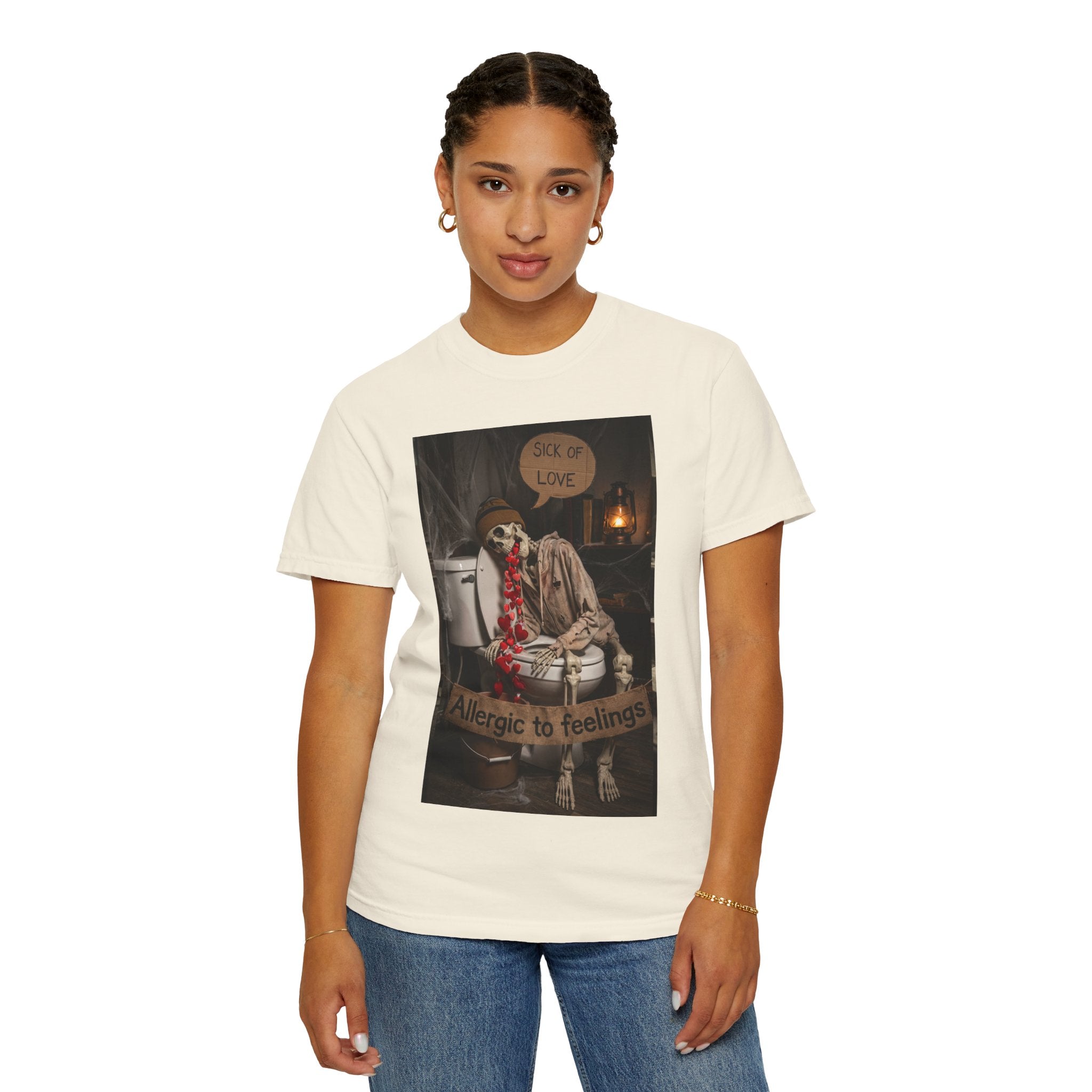🤮 Sick of Love – Vintage Skeleton Heartbreak Satire & Grunge Streetwear Vintage Skeleton Graphic Tee - Sick of Love Dark Humor Streetwear