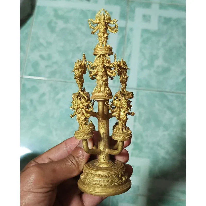 🪙 Ganesha “Five‑Headed Supreme Victory” – Pancha‑Mukha 4‑Arm Success & Obstacle‑Clearing Amulet by Phra Ajarn Liang, Wat Chom Kets, Ayutthaya Bouquet of 9 pieces