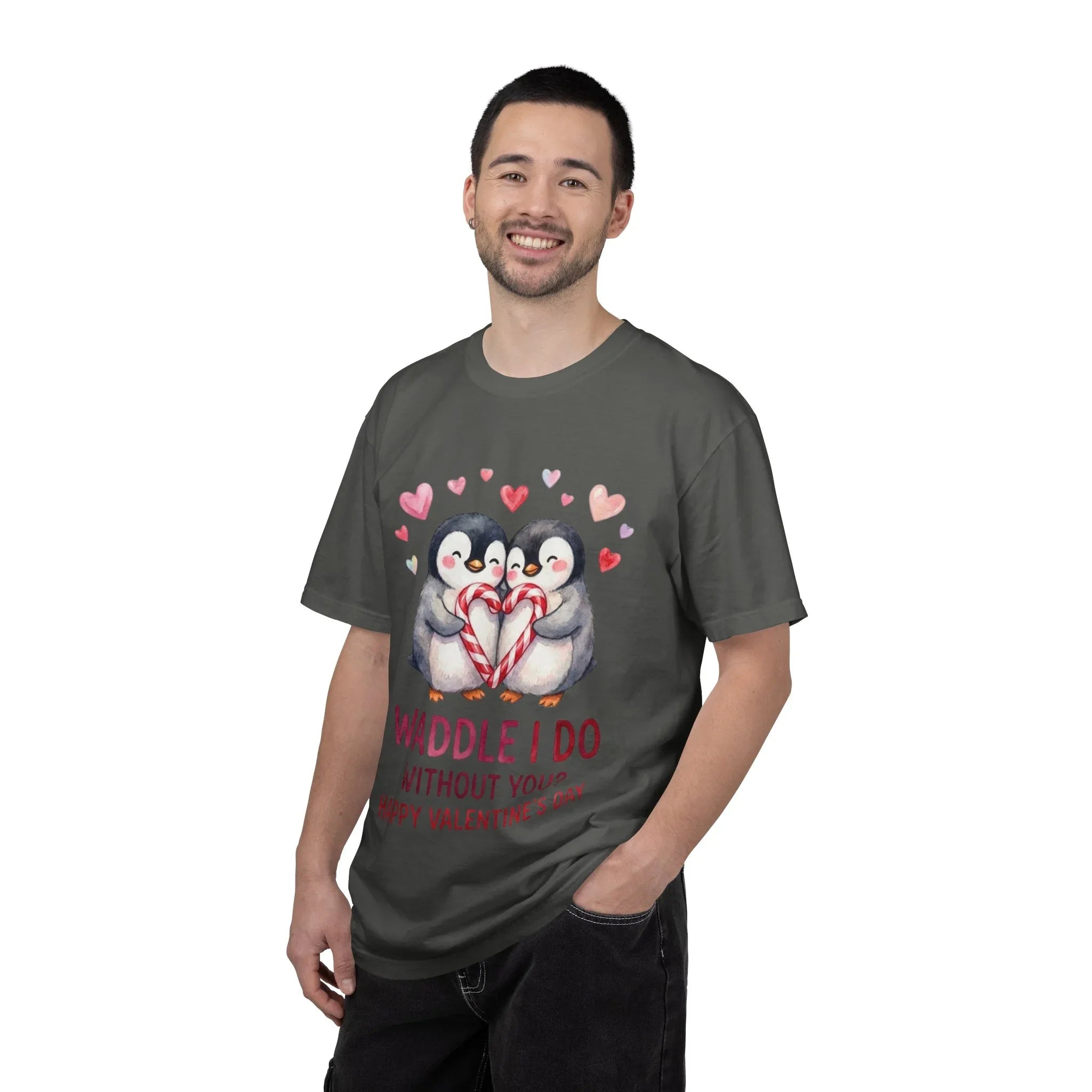 Valentine Penguin Couple Candy Hearts T Shirt Waddle I Do Without You Watercolor Cozy Vintage Aesthetic Gift Lovers Soft Cotton Romantic Tee