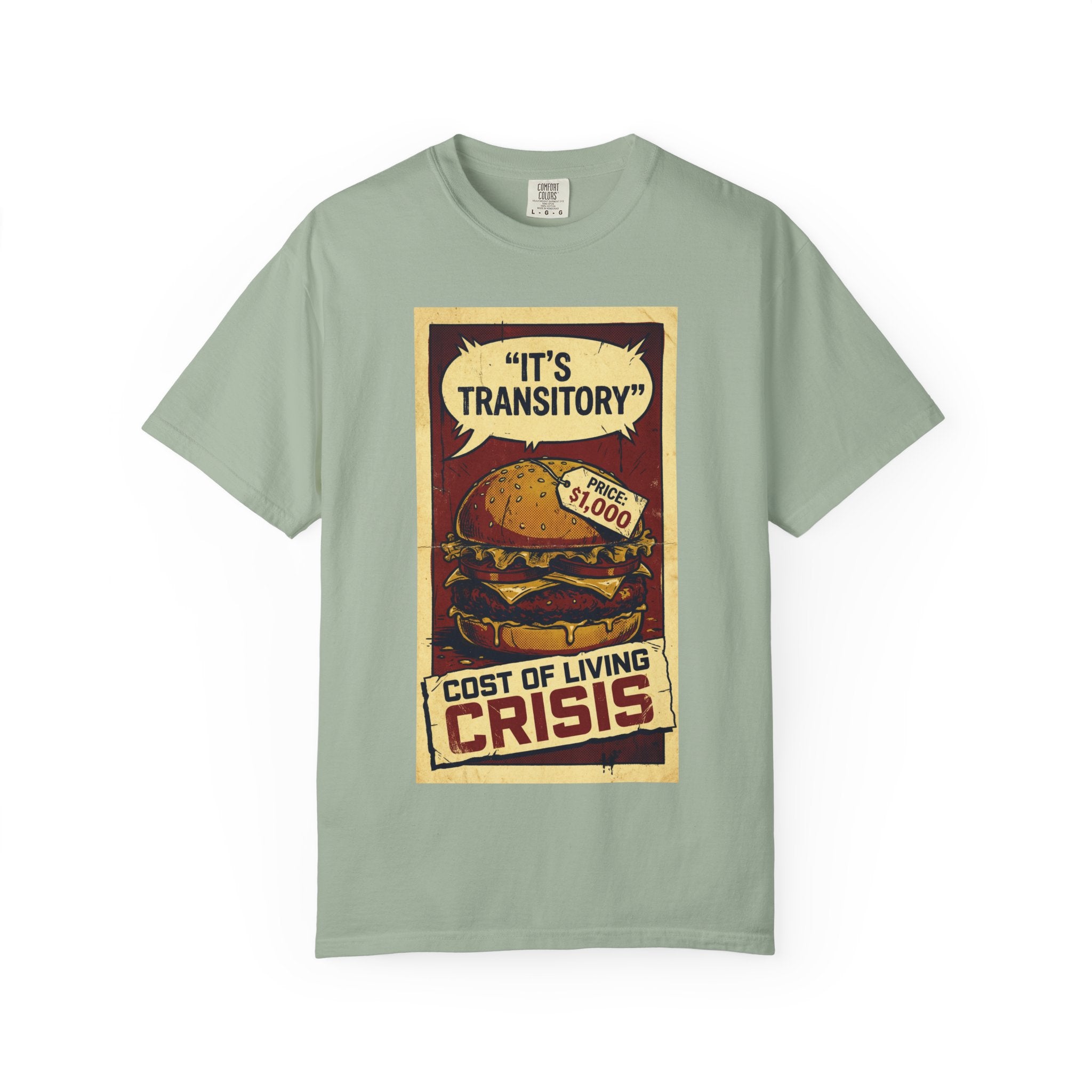 Cost of Living Crisis Shirt, It's Transitory Funny Inflation T-Shirt, $1,000 Burger Satire Tee, Vintage Economic Crisis Graphic, Sarcastic Finance Gift Bay