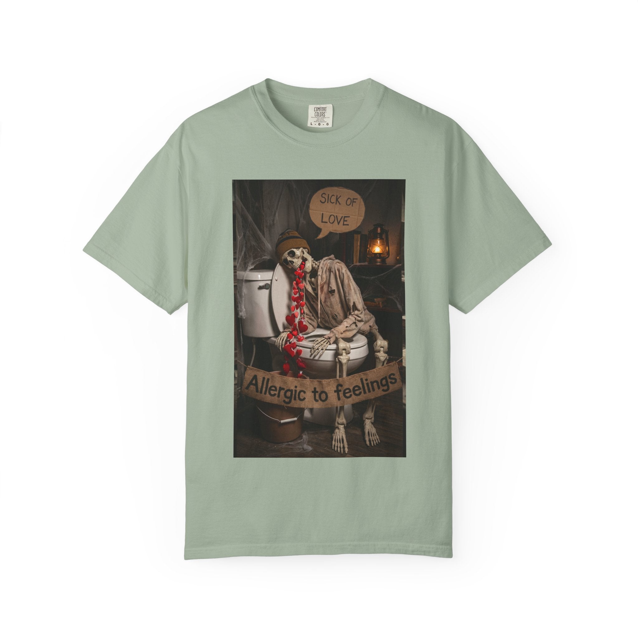 🤮 Sick of Love – Vintage Skeleton Heartbreak Satire & Grunge Streetwear Vintage Skeleton Graphic Tee - Sick of Love Dark Humor Streetwear Bay