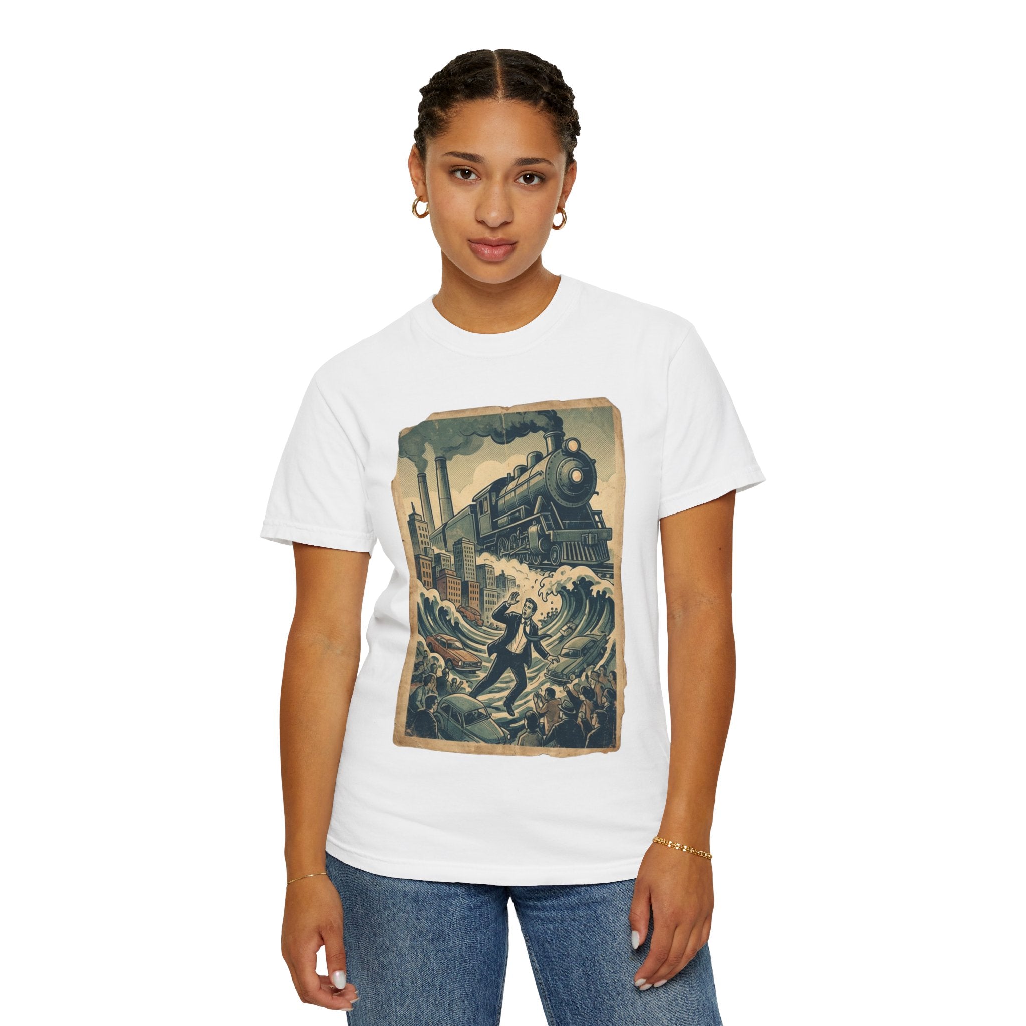 Vintage Dystopian Work Overload Shirt, Retro All-Seeing Eye Tee, Corporate Burnout Graphic, Dark Academia Aesthetic, Gift for Office Workers, Philosophy Satire Unisex T-Shirt White