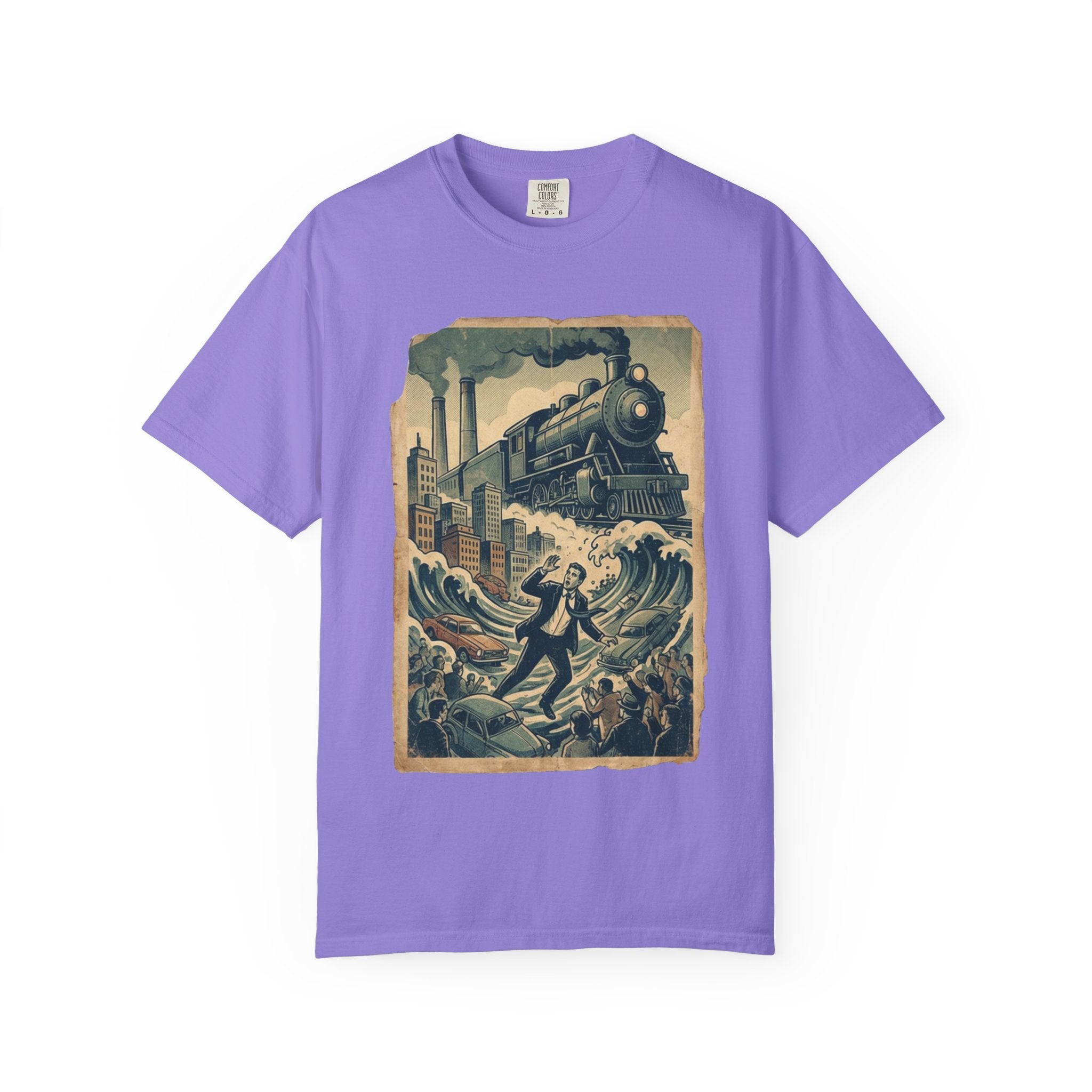 Vintage Dystopian Work Overload Shirt, Retro All-Seeing Eye Tee, Corporate Burnout Graphic, Dark Academia Aesthetic, Gift for Office Workers, Philosophy Satire Unisex T-Shirt Violet