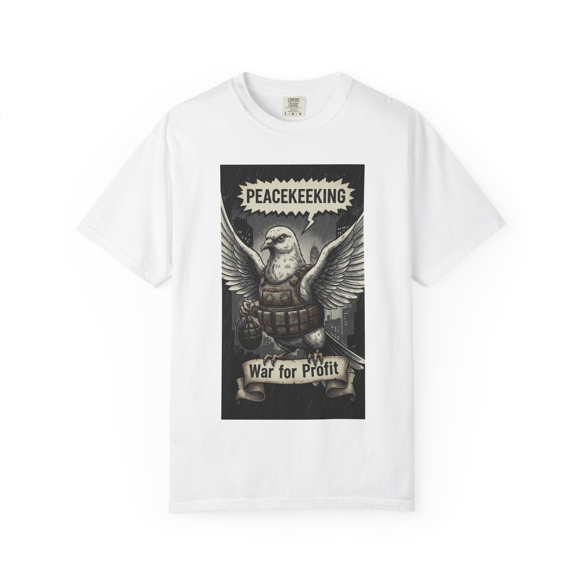 Vintage Satire Graphic Tee - Retro Political Comic Shirt - Media Manipulation & Anti-War Art - Sarcastic Social Commentary T-Shirt White