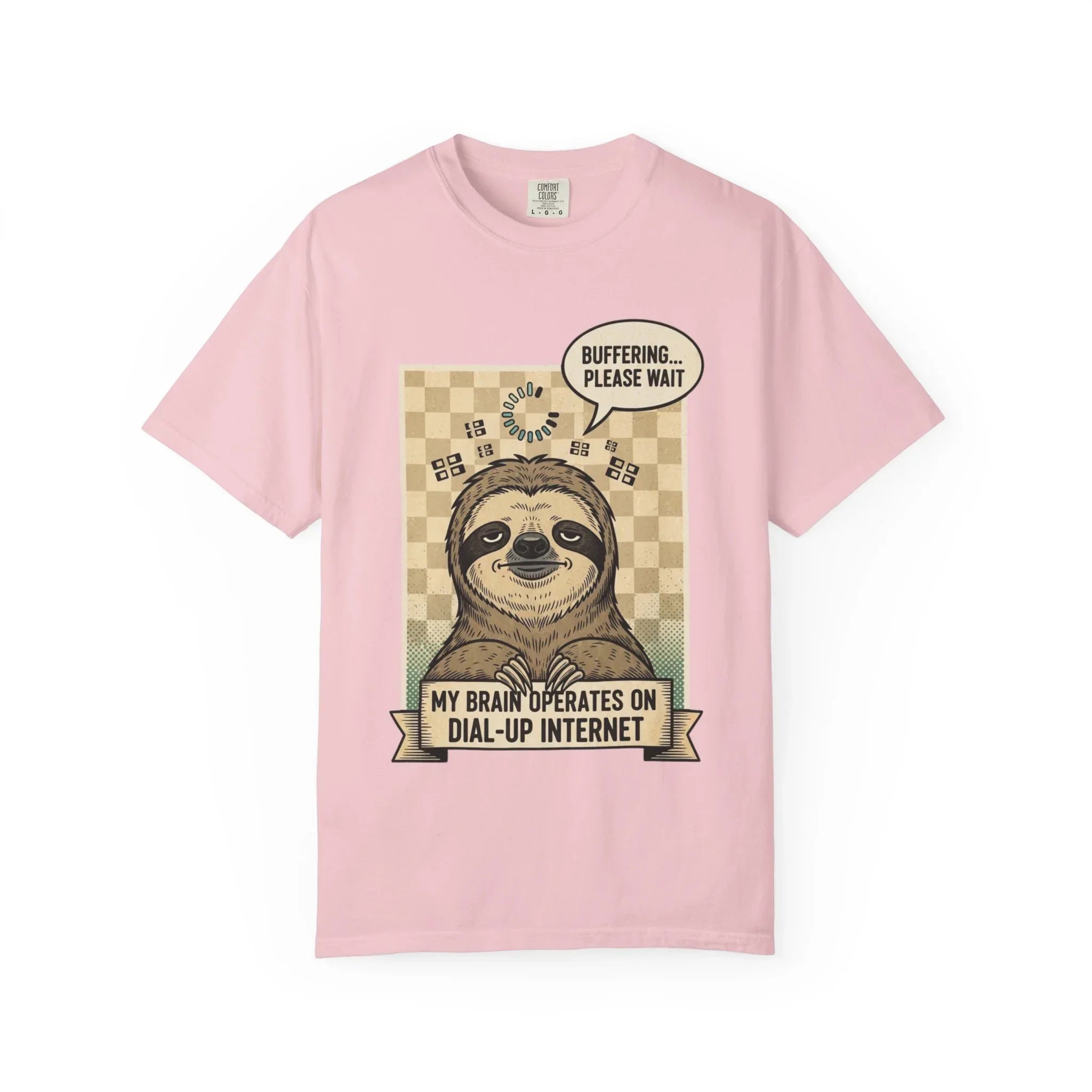 Funny Sloth Shirt Retro 90s Dial-Up Internet Tee Buffering Graphic Tshirt Sarcastic Sloth Lover Gift Vintage Style Comfort Colors Tee Blossom