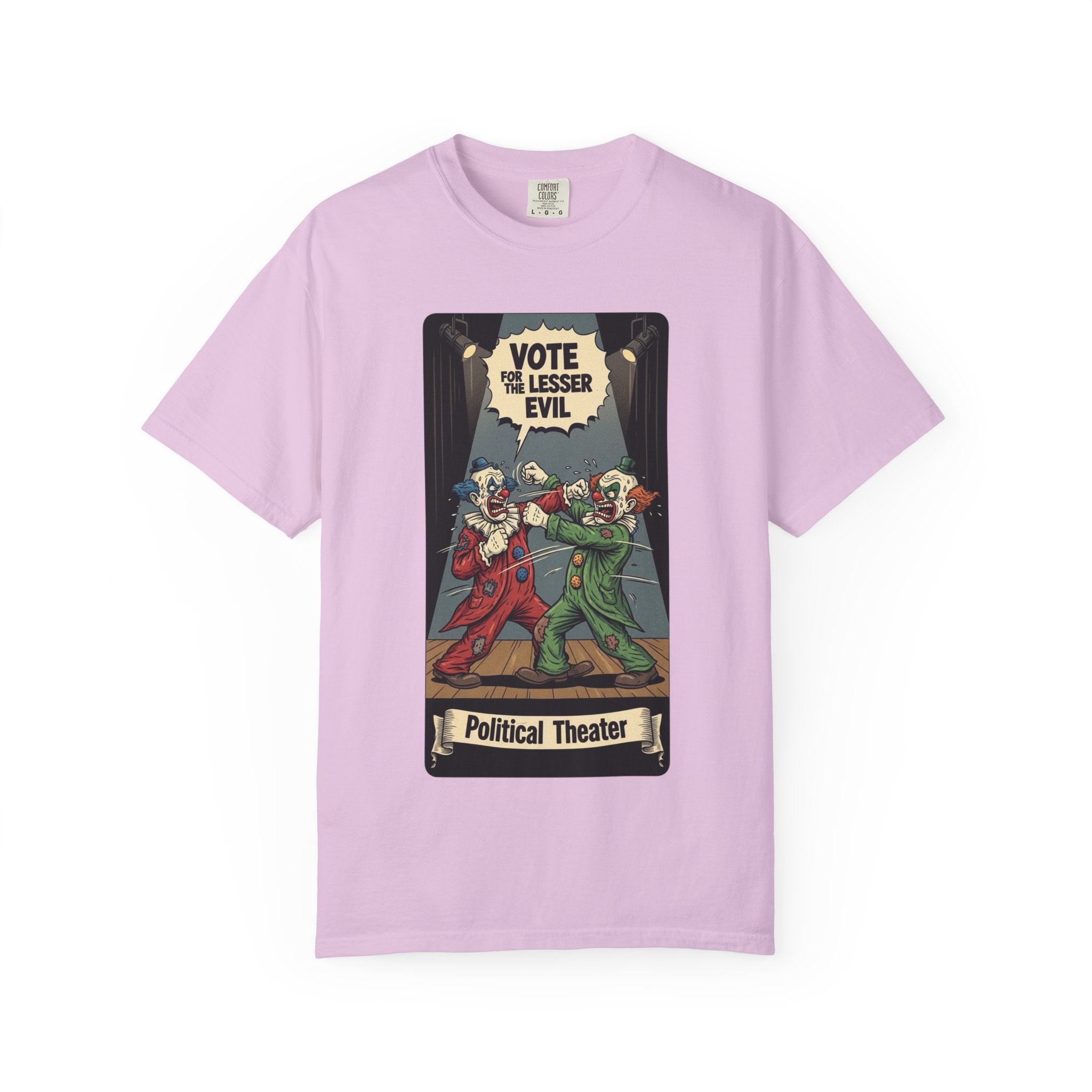 Vintage Satirical T-Shirt | Political Theater & System is Rigged Retro Tee | Sarcastic Dark Humor Shirt | Unisex Premium Cotton Graphic Tee Orchid