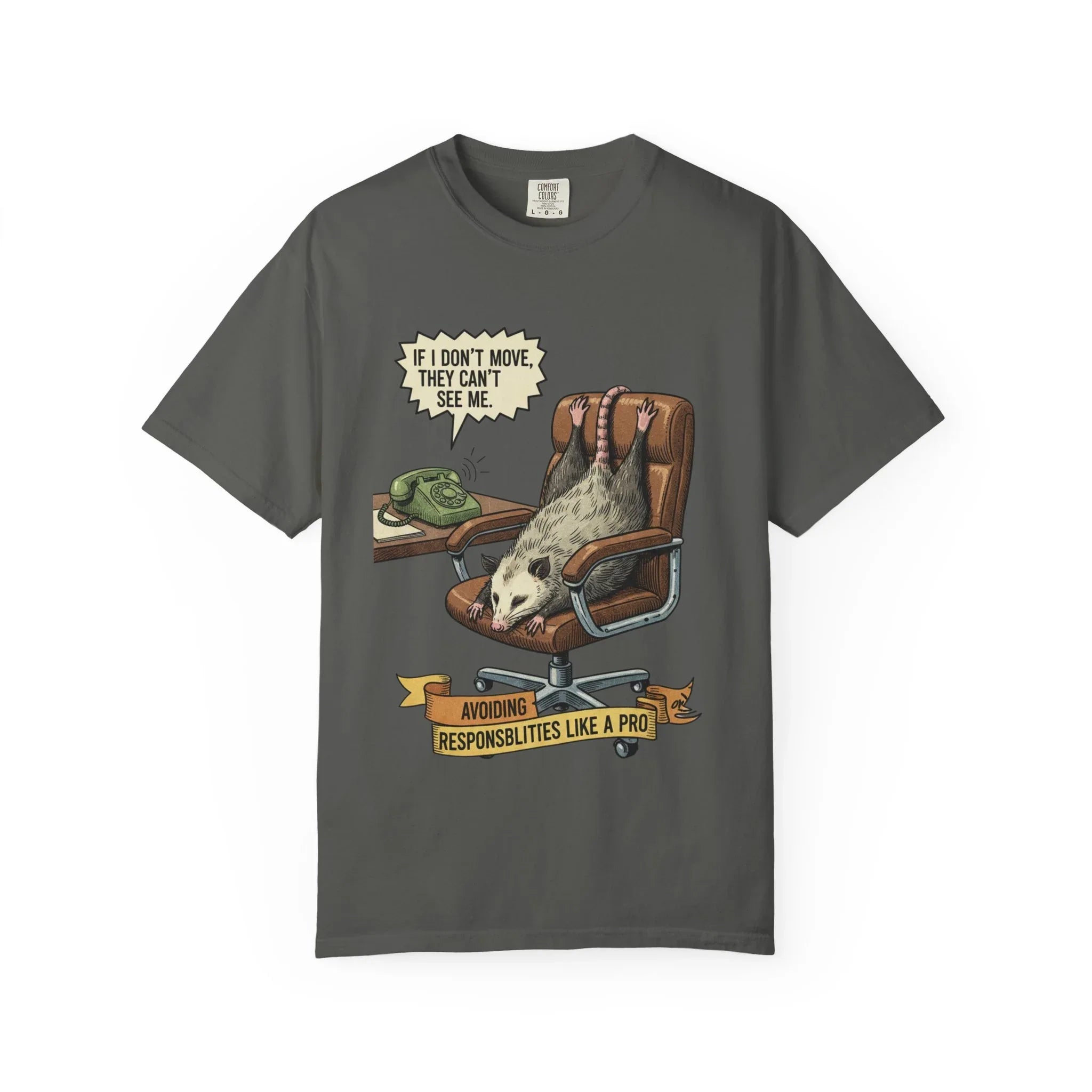 Funny Opossum Shirt - Procrastination Gift - Office Humor Tee - Introvert Sweatshirt - "Avoiding Responsibilities Like A Pro" - Vintage Opossum Illustration - Social Anxiety Top Pepper
