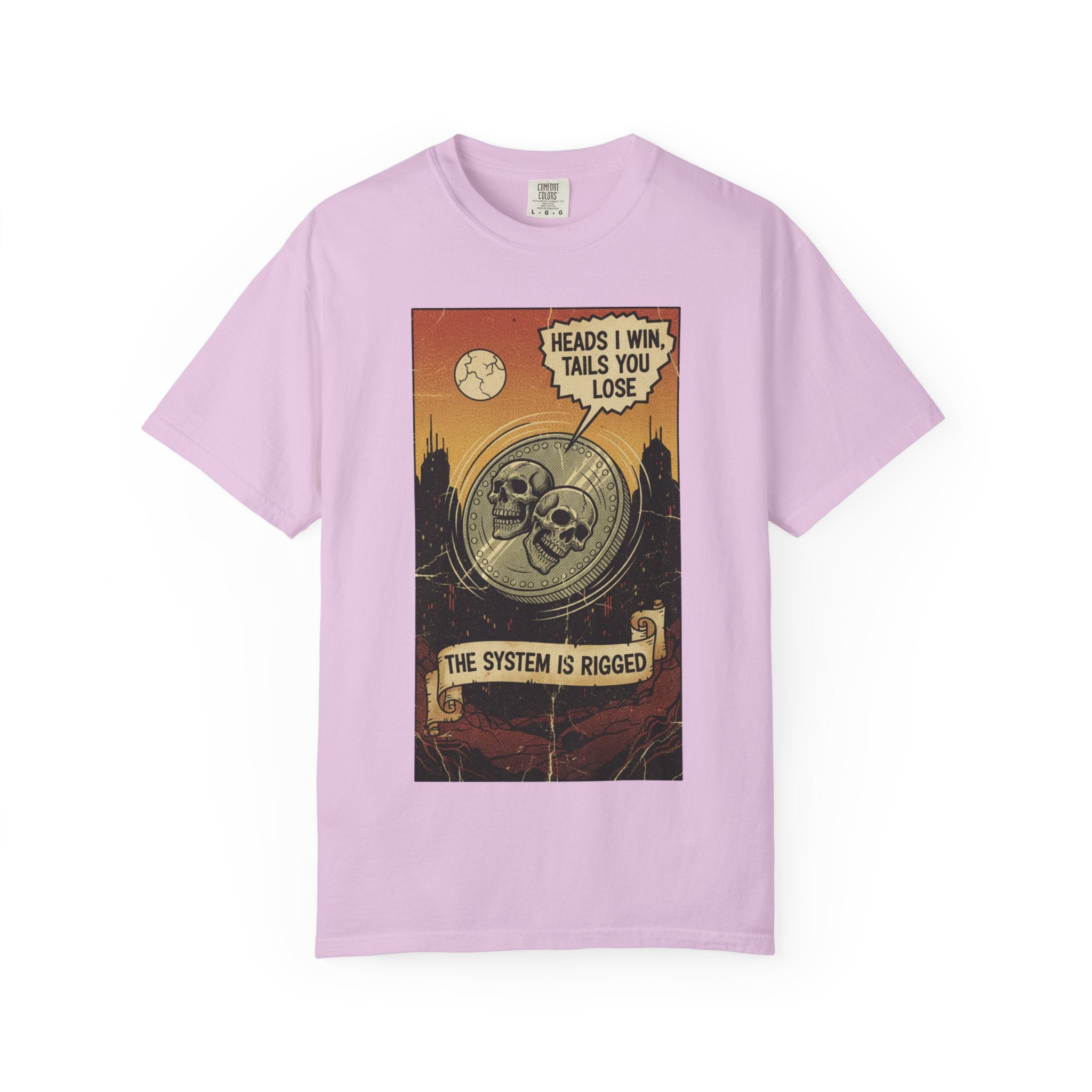 Vintage Satirical T-Shirt | Political Theater & System is Rigged Retro Tee | Sarcastic Dark Humor Shirt | Unisex Premium Cotton Graphic Tee Orchid