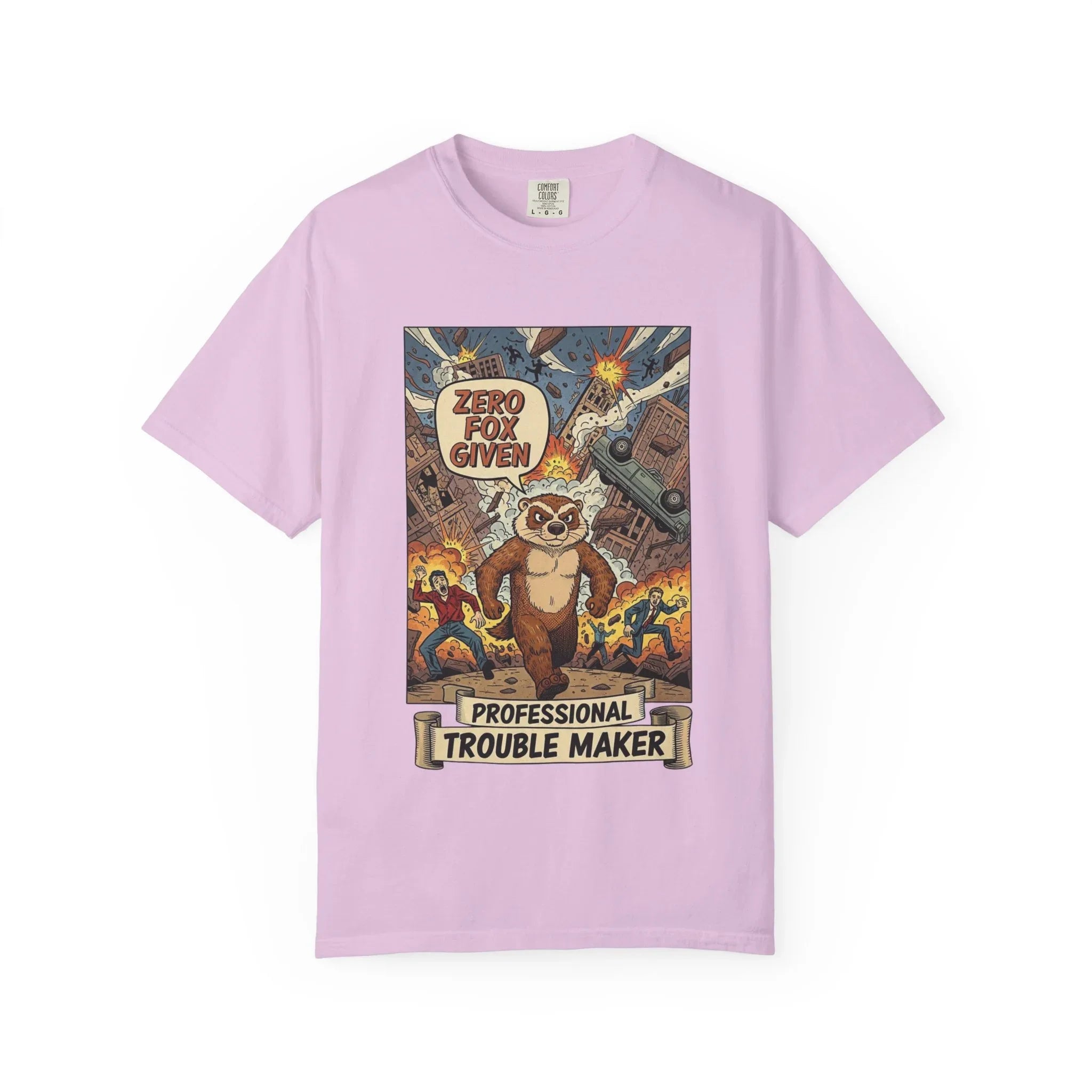 Funny Honey Badger Shirt - "Zero Fox Given" Hoodie - Retro Comic Style Monster Tee - Kaiju Animal Attack Graphic - Professional Trouble Maker Sarcastic Meme Art Orchid