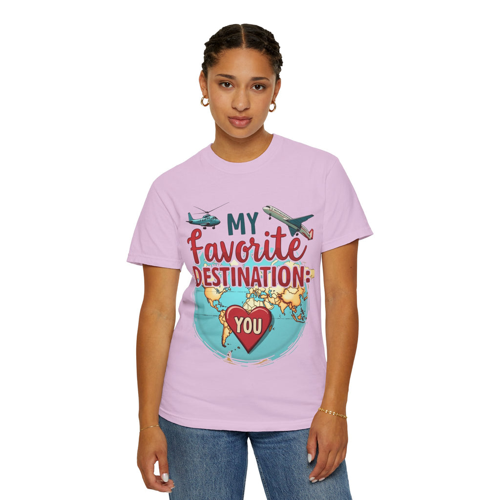 My Favorite Destination You Shirt, Travel Map Heart Plane T-Shirt, Cute Globe Airplane Tee, Couples Road Trip Gift, Anniversary Valentine