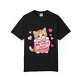 Paw-sitively Sweet Valentine Kitten T-Shirt | Cute Cat Lover Gift | Vintage Aesthetic Love Tee | Soft Cozy Valentine Shirt Black