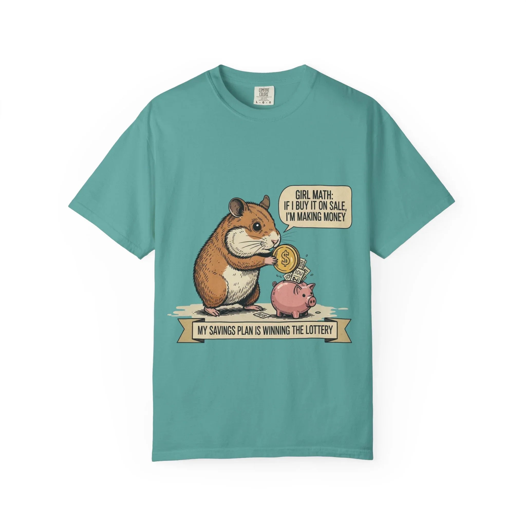Funny Girl Math Shirt Hamster Saving Plan Tee Student Loan Otter Shirt Financially Stable Sloth Broke Life Gift Sarcastic Adulting Humor Seafoam