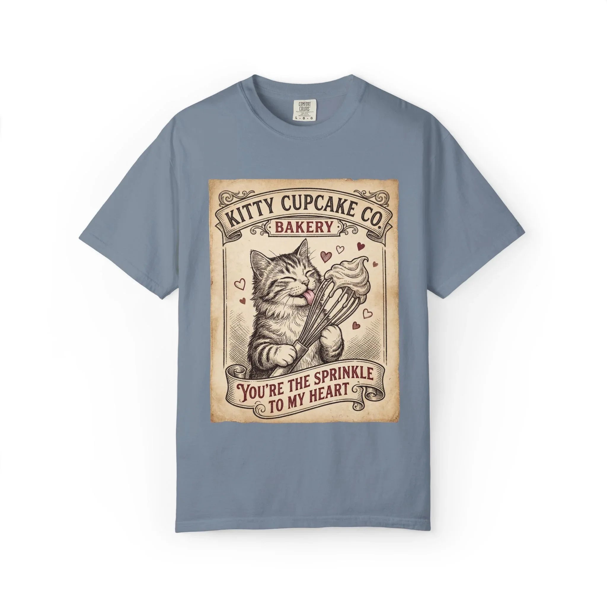Kitty Cupcake Co T-Shirt | Vintage Cat Bakery Youre the Sprinkle to My Heart Graphic Tee Blue Jean