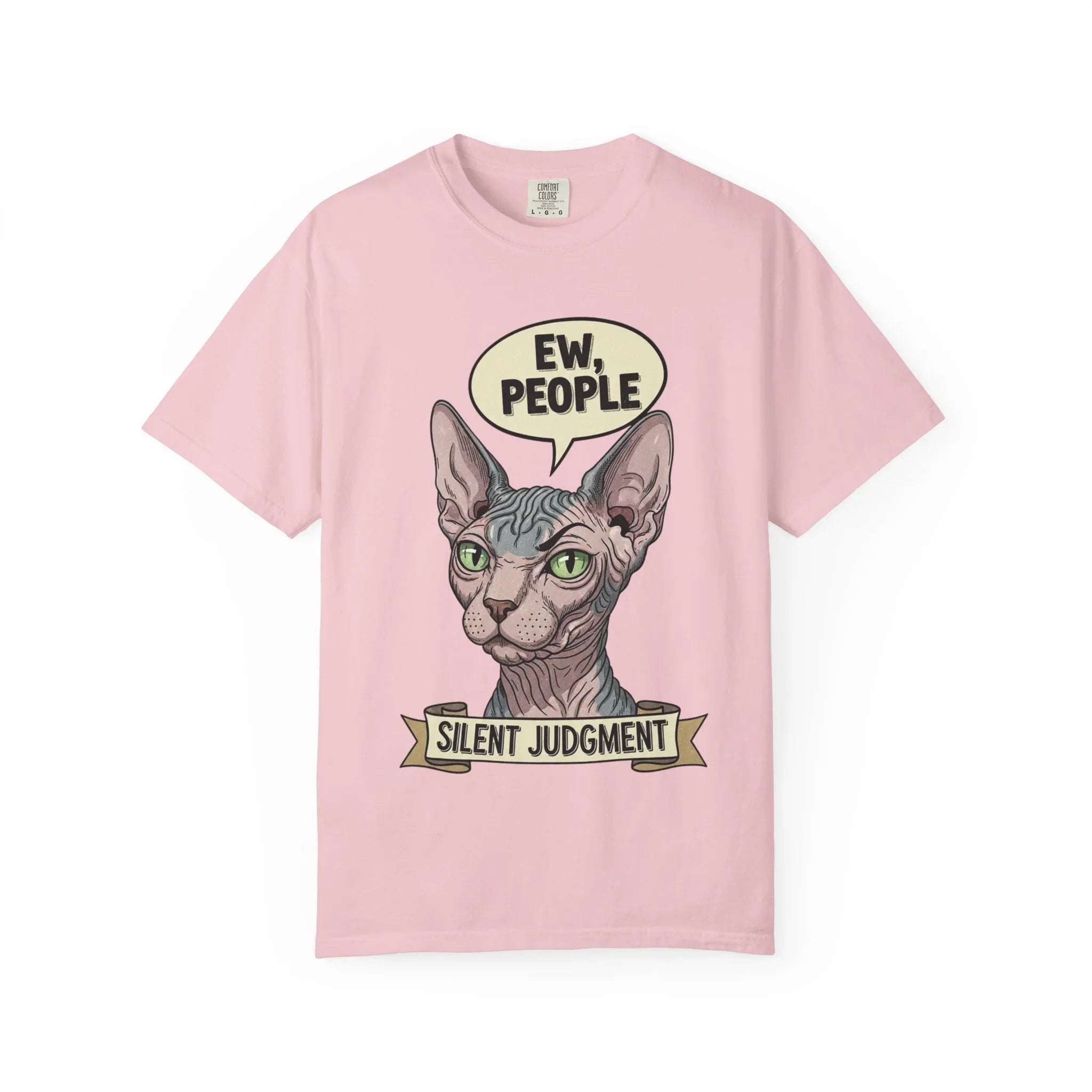 Funny Sphynx Cat Shirt - "Ew, People" Hoodie - Sarcastic Introvert Gift - Hairless Cat Tee - Silent Judgment Graphic Shirt - Grunge Style Cat Lover Top Blossom