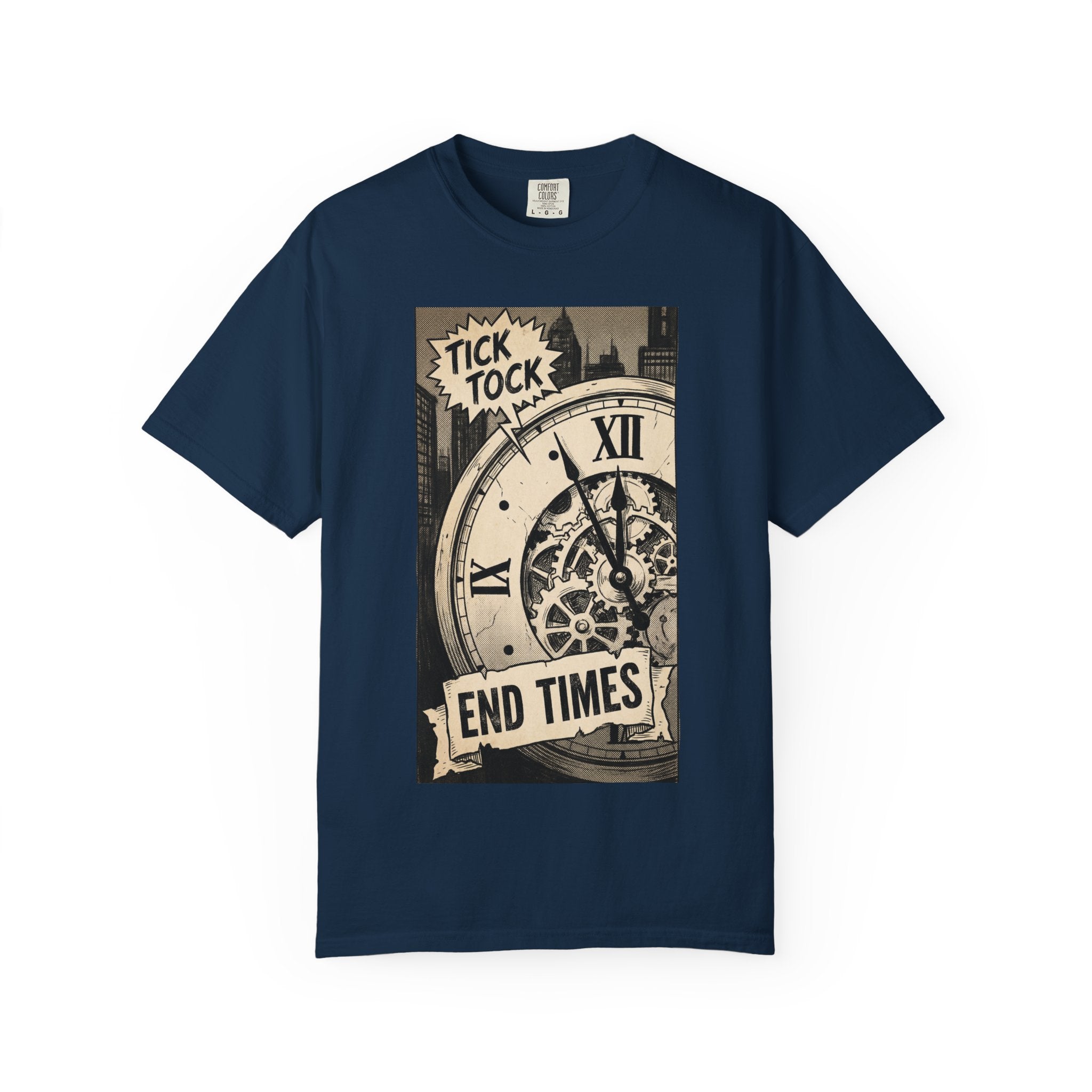 Vintage Doomsday Clock Shirt Retro Comic End Times Graphic Tee Dark Humor Gift Aesthetic Streetwear Art True Navy