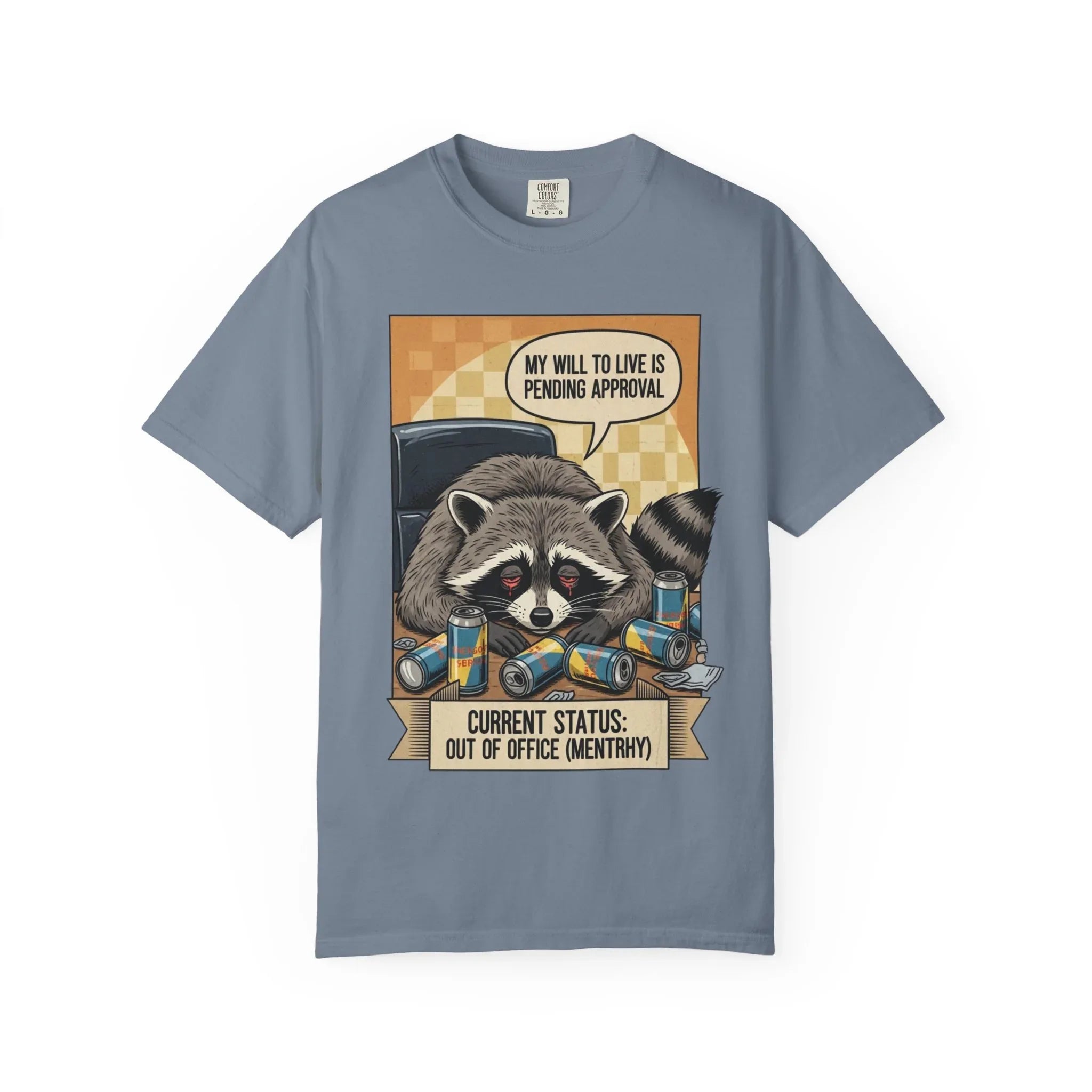 Funny Raccoon Shirt Mentally Exhausted Gift for Coworker Out of Office Tee Retro Trash Panda Corporate Humor Sweatshirt Sarcastic OfficeGift Blue Jean