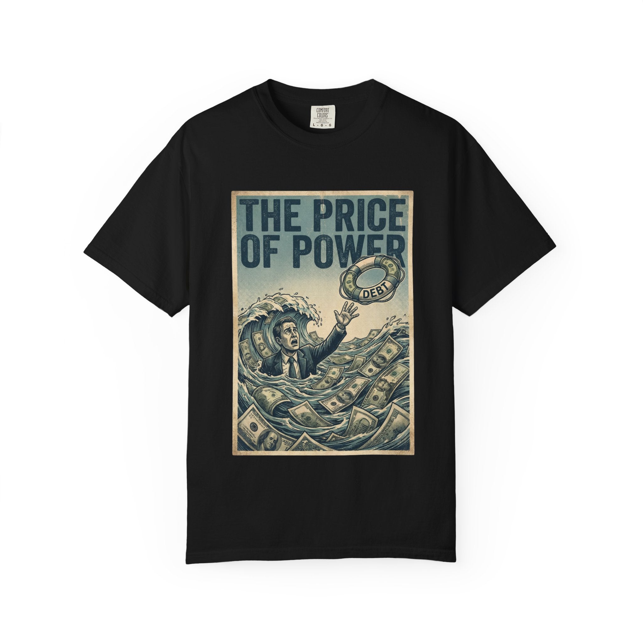 Vintage Dystopian Debt Shirt, Retro All-Seeing Eye Tee, Corporate Tech Overload Graphic, Dark Academia Aesthetic, Gift for Economists & Techies, Philosophy Satire Unisex T-Shirt Black