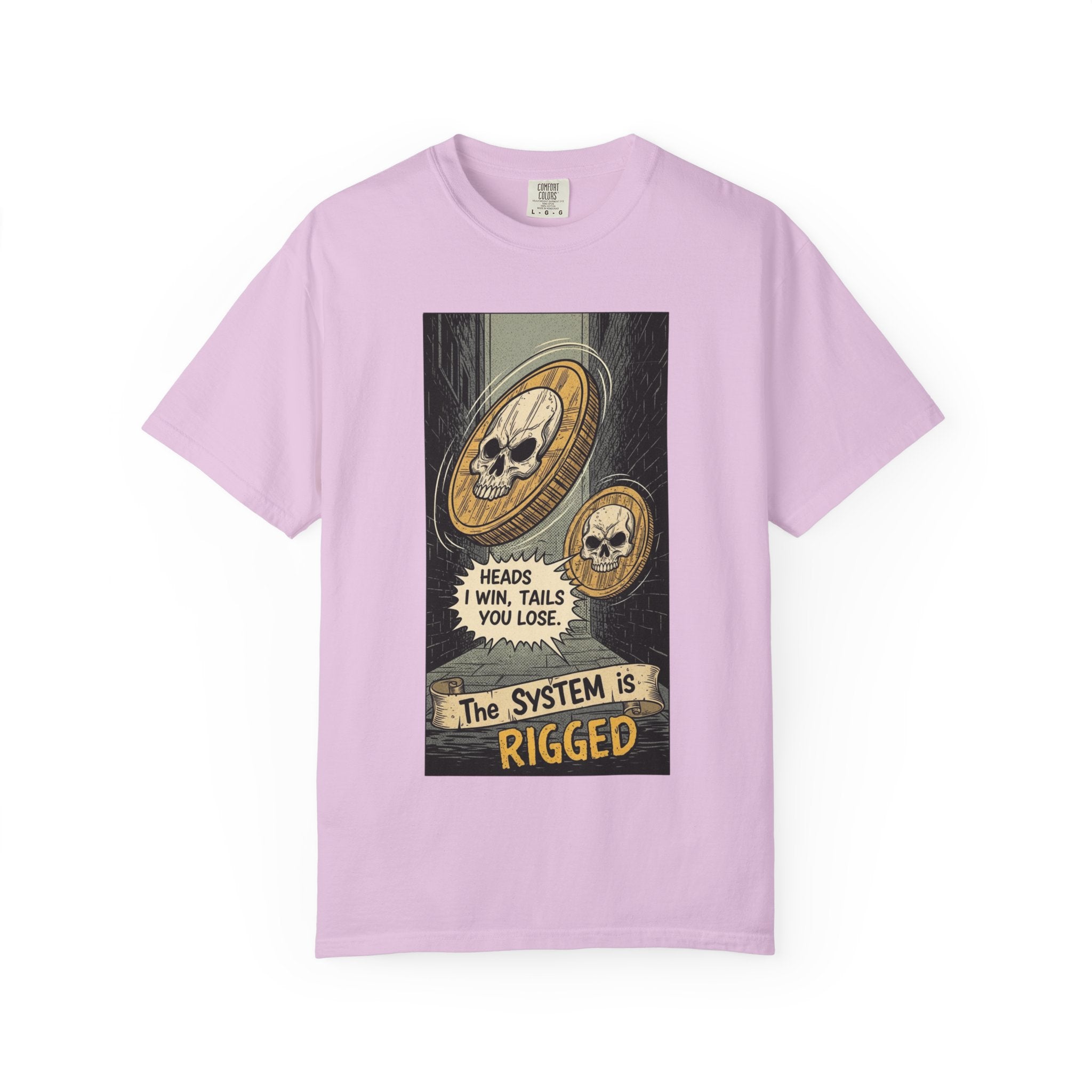 Vintage Satirical T-Shirt | Political Theater & Rigged System Retro Comic Tee | Sarcastic Dark Humor Shirt | Unisex Premium Cotton Graphic Tee Orchid