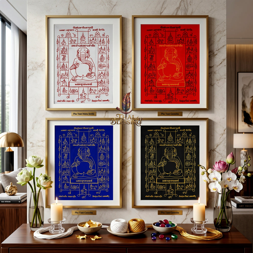 ✨🐘 Sacred Phra Uchen Triumphant Elephant Monarch Yantra Cloth - Phor Than Im Wat Thung Na Mai 106th Anniversary Legacy Scroll, Ultimate Obstacle Dissolver & Wealth Matrix, Premium Corporate Command Spiritual Wall Art