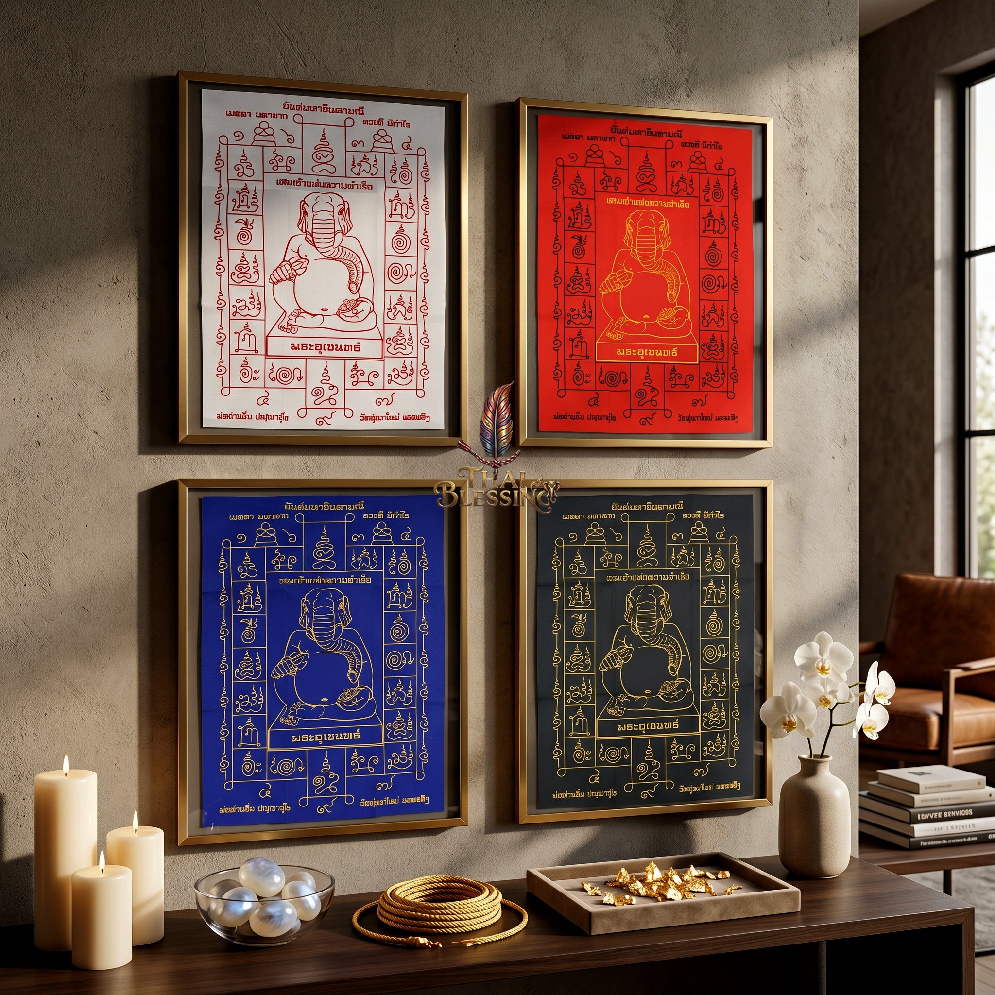 ✨🐘 Sacred Phra Uchen Triumphant Elephant Monarch Yantra Cloth - Phor Than Im Wat Thung Na Mai 106th Anniversary Legacy Scroll, Ultimate Obstacle Dissolver & Wealth Matrix, Premium Corporate Command Spiritual Wall Art