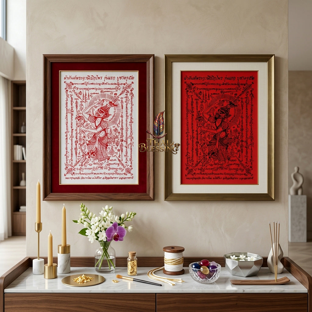 ✨🧘‍♂️ Thai Sacred Hermit Sage Path-Clearing Yantra Cloth - Luang Pu Thongwan 2009 First Edition, Ultimate Wealth Fortune Opener Scroll, Premium Authority Charisma Wall Art