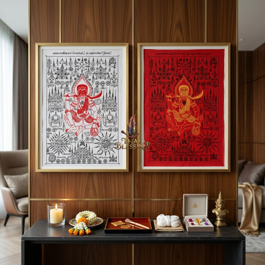✨🎭 Ancient Thai Ta Phran Jan Yantra Cloth - First Edition Wealth Snatcher Scroll, Royal Lanna Mystical Protection Shield, Southern Charisma Aura Art