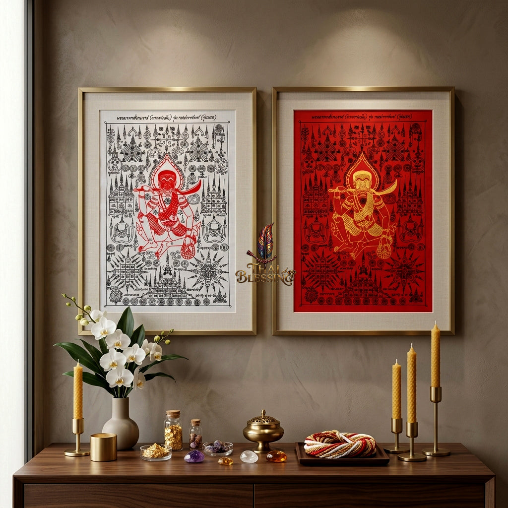 ✨🎭 Ancient Thai Ta Phran Jan Yantra Cloth - First Edition Wealth Snatcher Scroll, Royal Lanna Mystical Protection Shield, Southern Charisma Aura Art