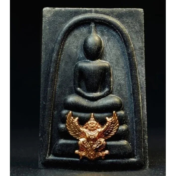 🏛️ THE KING OF AMULETS: PHRA SOMDEJ WAT KHRUT ✨ The Sovereign Harmony: 2021 (B.E. 2564) Phra Somdej "Wat Krut" Kathina Edition – The King of Amulets from the Sanctuary of the Garuda Palm leaf amulet with copper casing